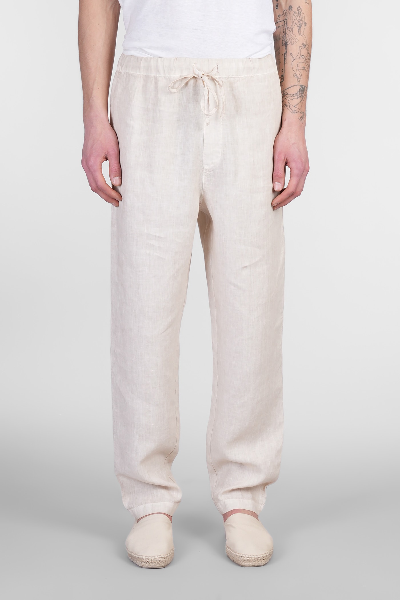 120% Lino Pants In Beige Linen