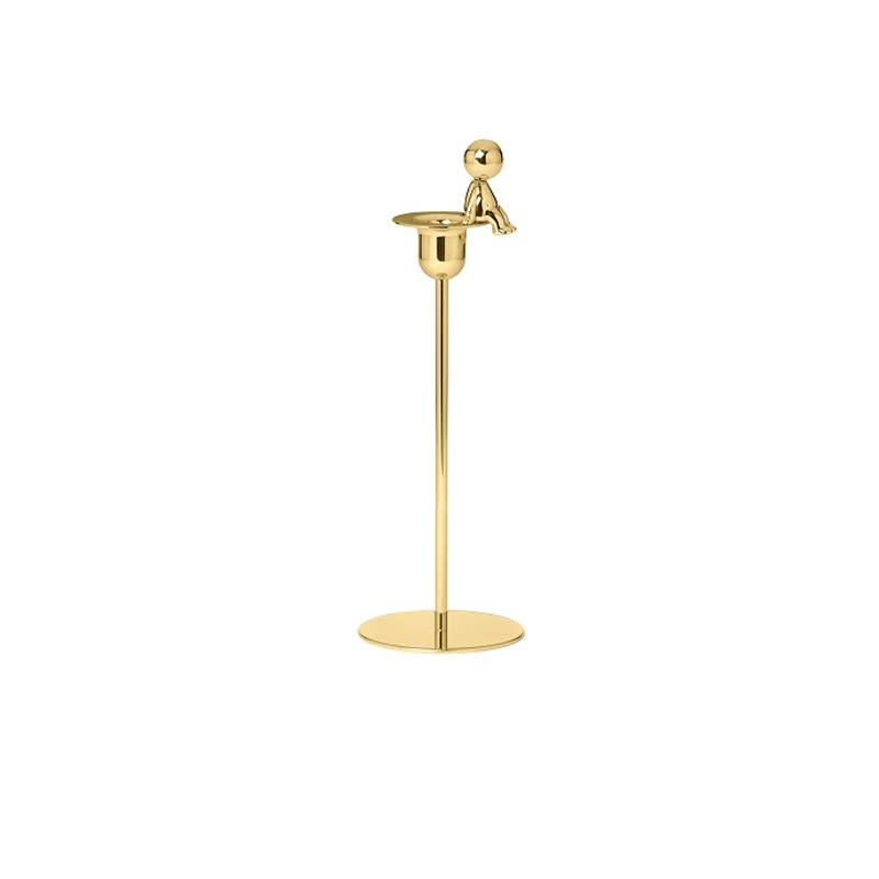 Ghidini 1961 Omini - The Thinker Tall Candlestick Polished Brass