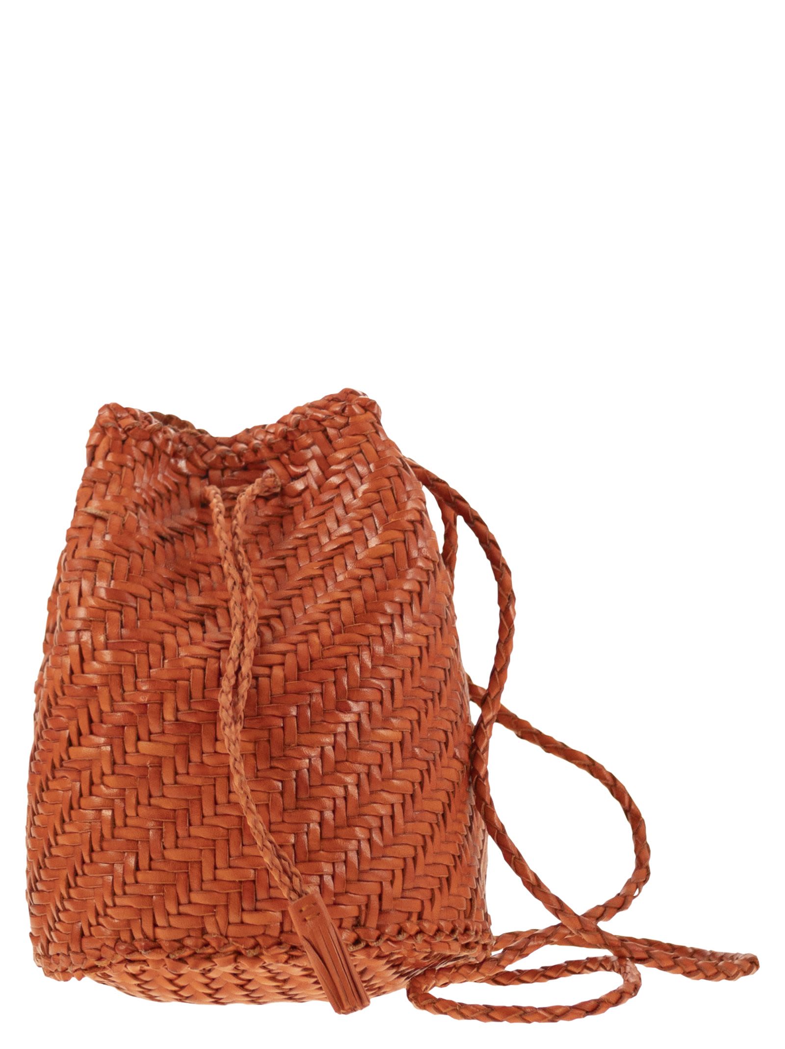 Dragon Diffusion Pompom Double Jump - Bucket Bag With Woven Leather