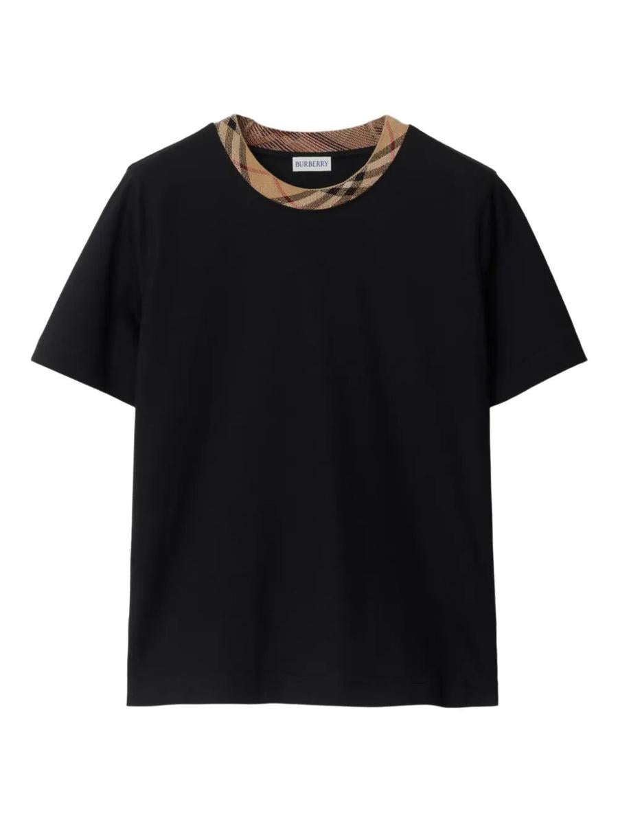 Burberry Check Trim Cotton T-Shirt Clothing