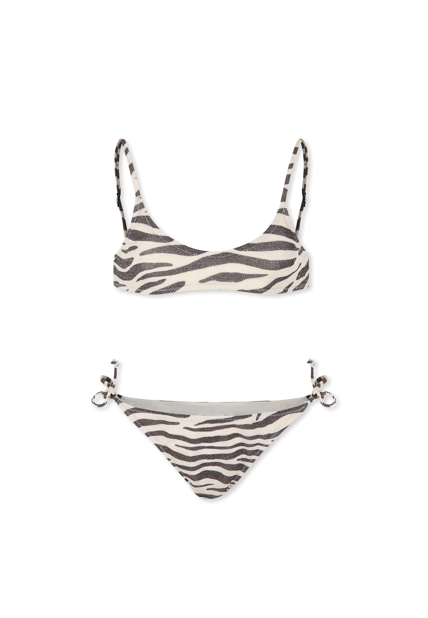 MC2 Saint Barth Beige Bikini For Girl With Zebra Print