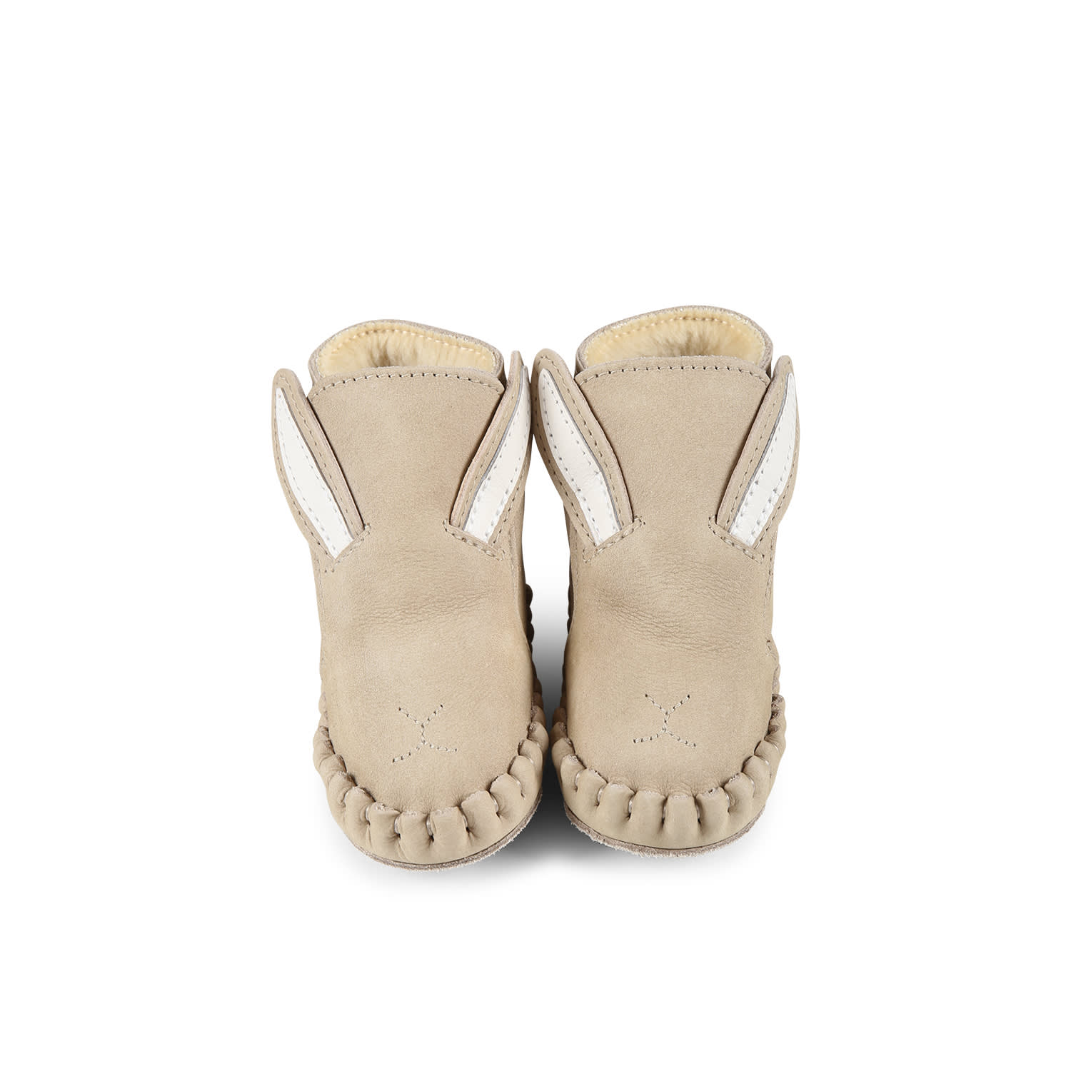 Donsje Beige Ankle Boots For Babykids With Rabbit