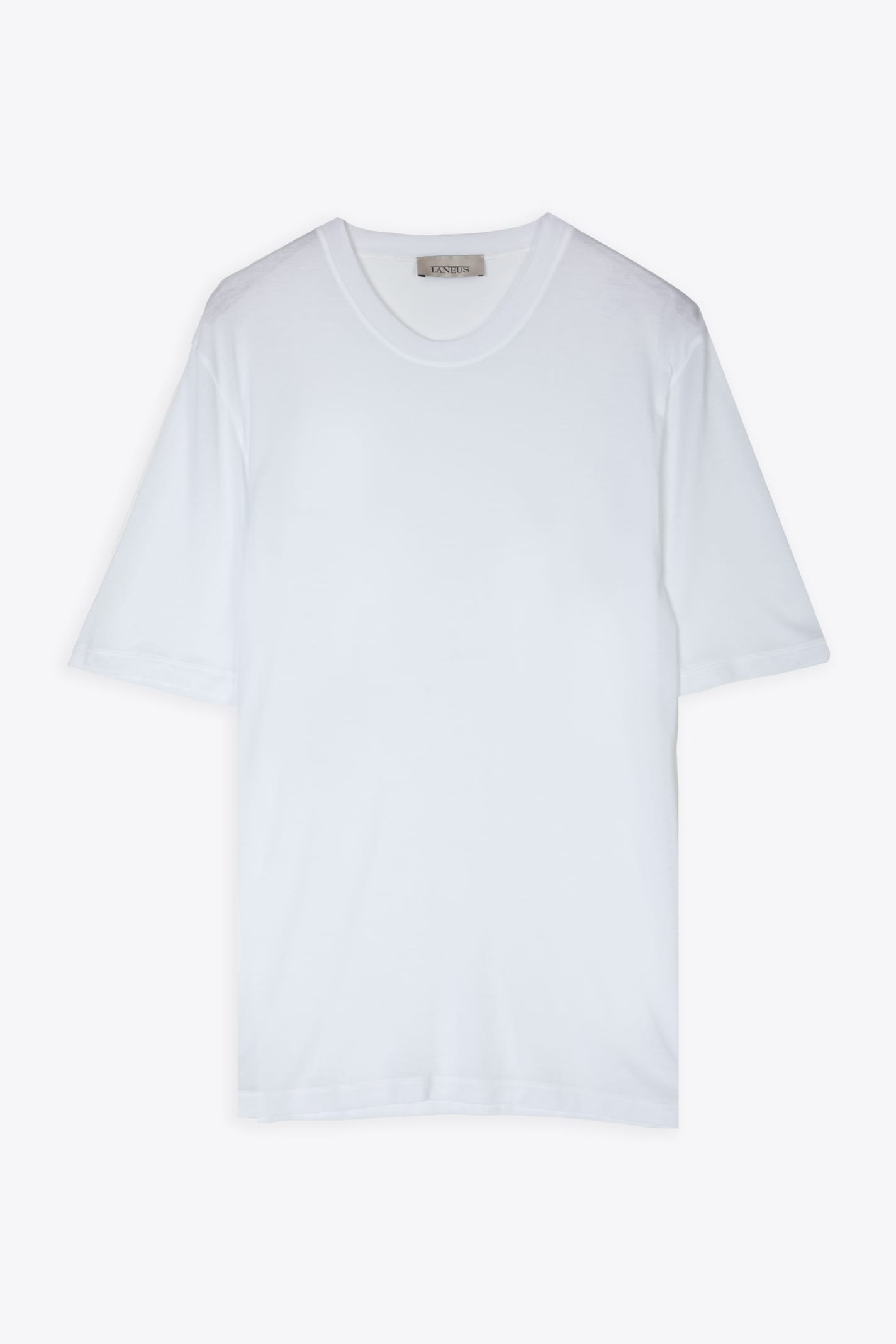 Laneus Girocollo Regular White Gauzed Cotton T-shirt