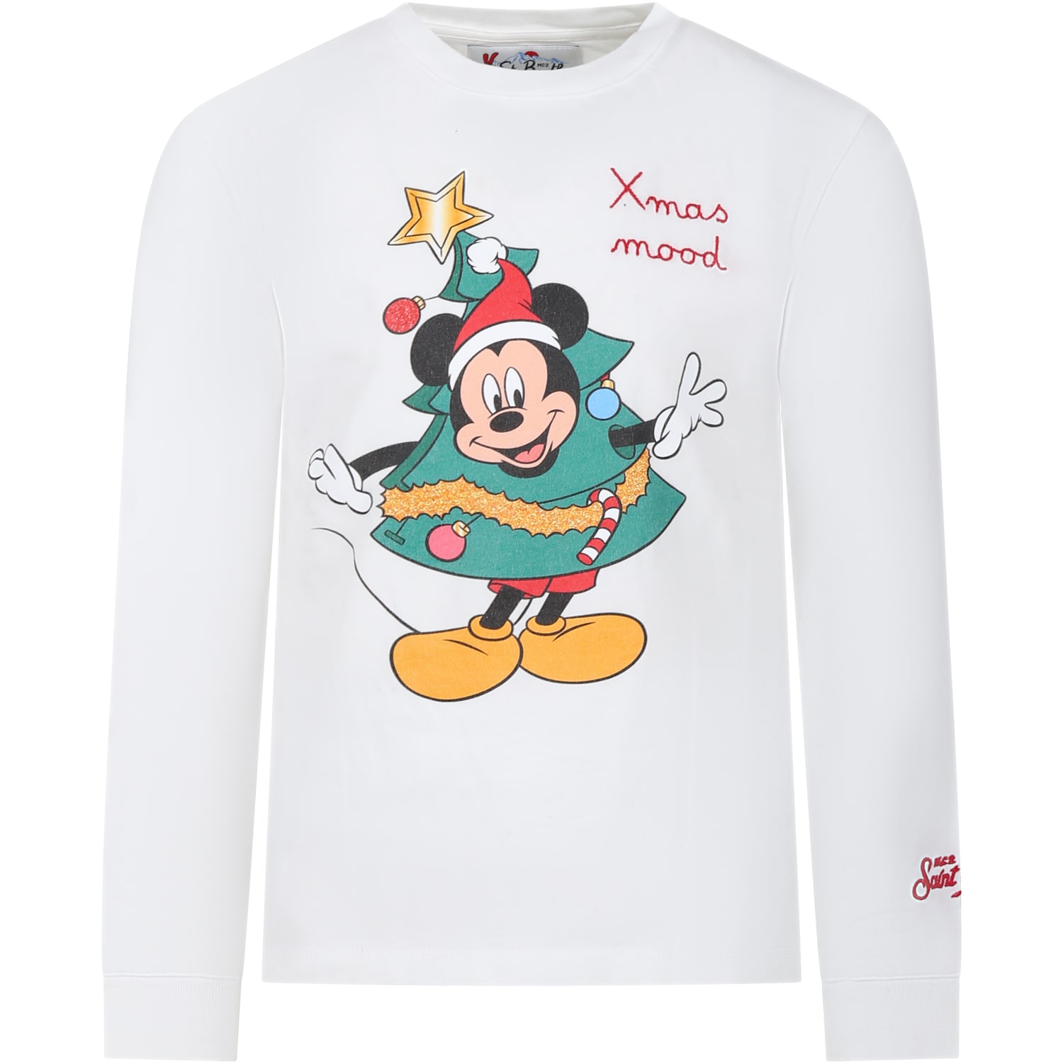 MC2 Saint Barth White T-shirt For Baby Kids With Mickey Mouse