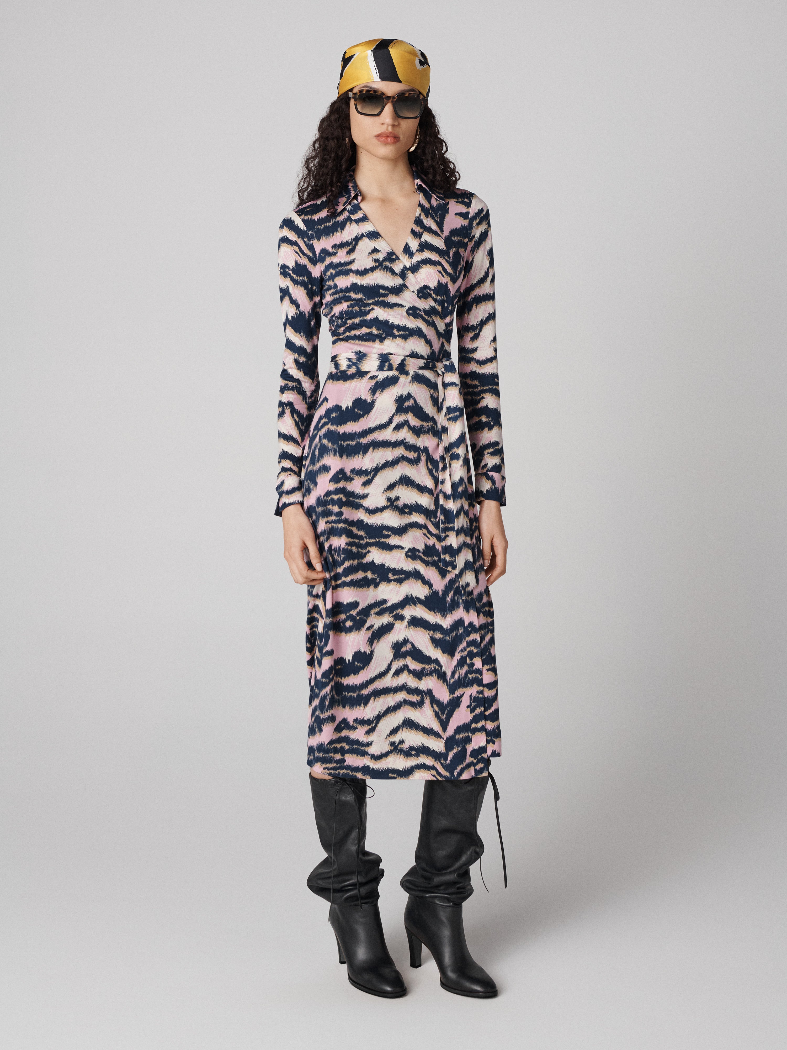 Abigail Silk Jersey Midi Wrap Dress