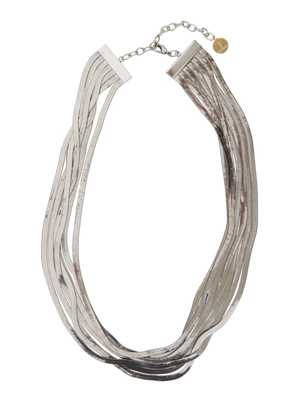 Silvia Gnecchi imperial Long Silver-colored Necklace With Adjustable Clasp And Metallic Pendant With Logo In Brass Woman