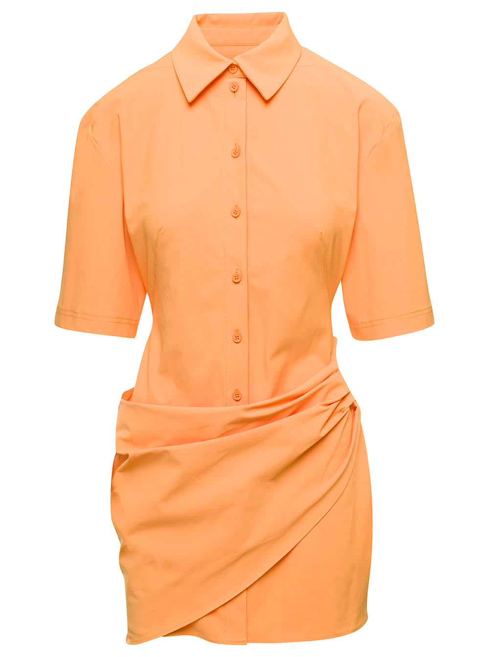 Jacquemus Orange Mini Shirt Dress La Robe Camisa In Cotton Blend Woman