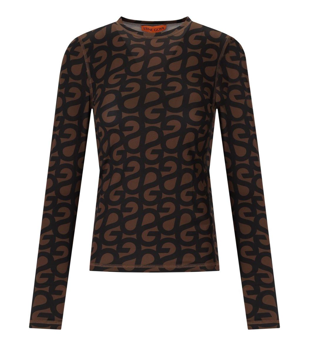Stine Goya Brown Monogram Long Sleeve T-Shirt