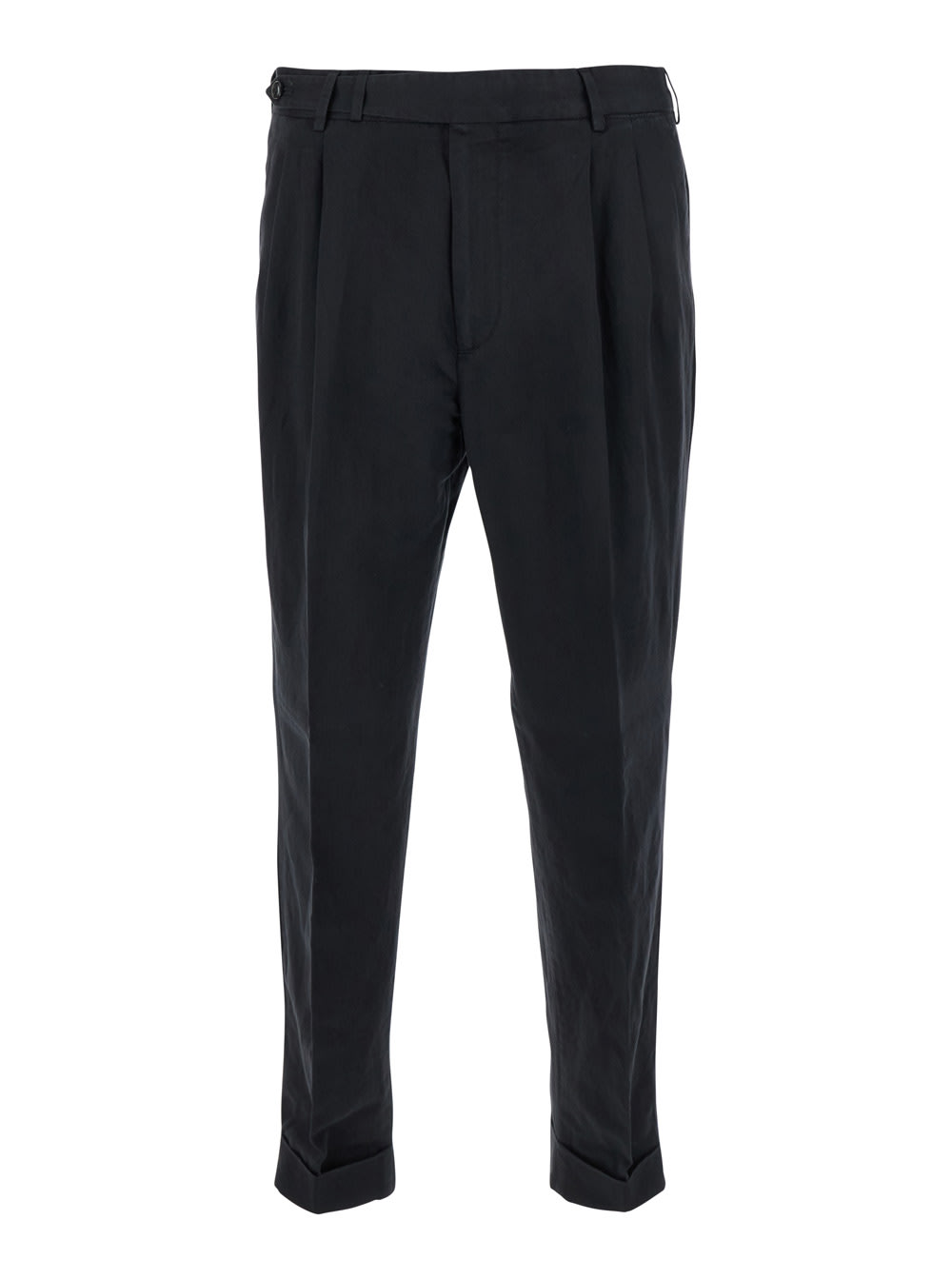 PT Torino Black Pants With Pence And Tapered Leg In Cotton And Linen Blend Man