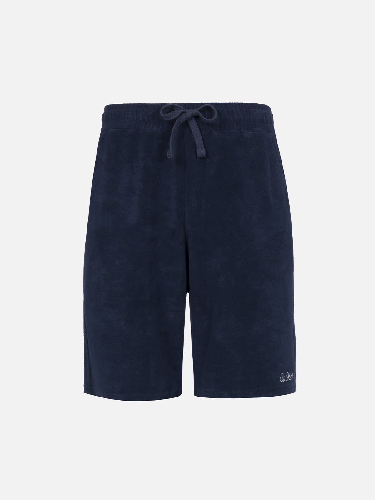 MC2 Saint Barth Man Navy Blue Terry Bermuda Shorts Rande Sponge