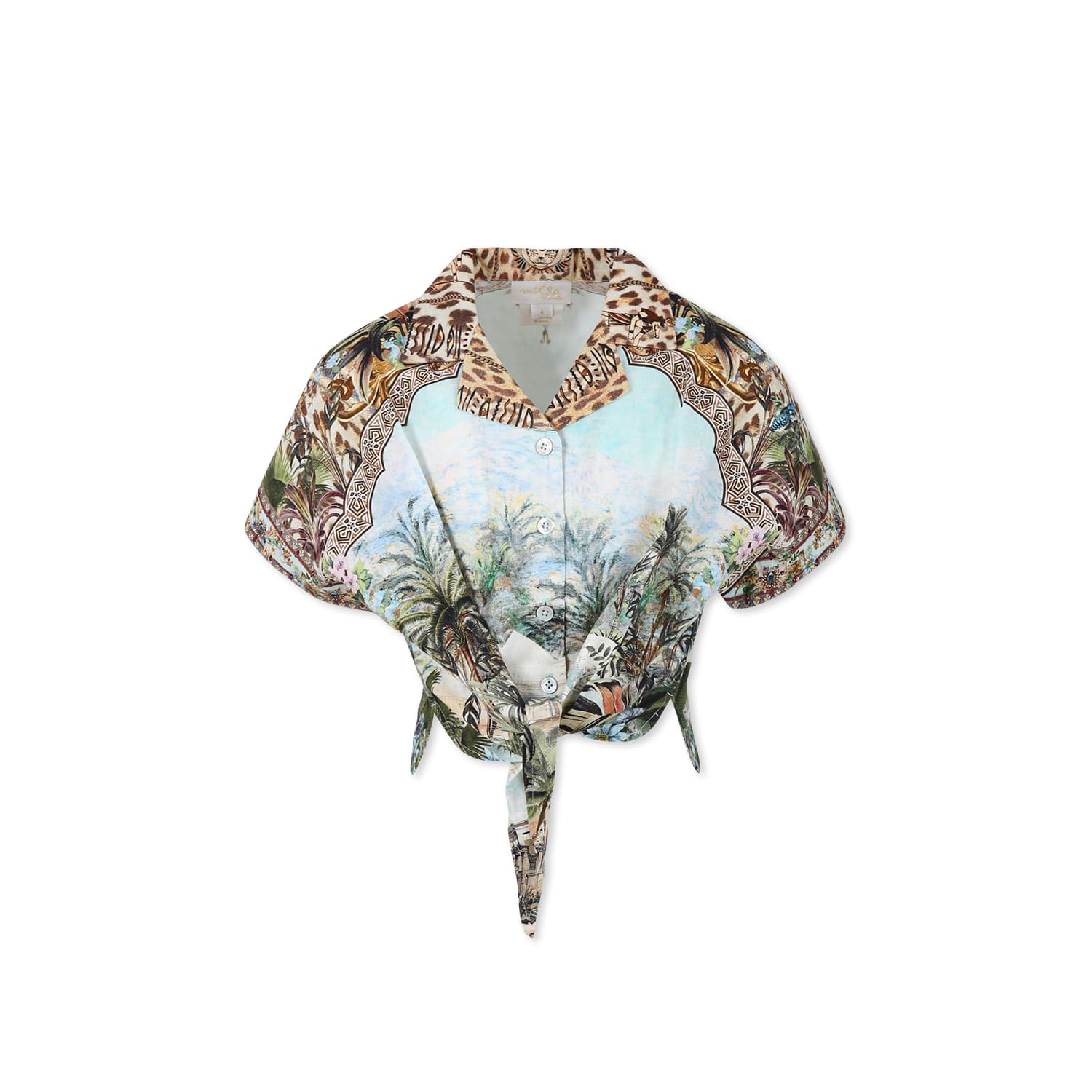 Camilla Light Blue Crop Shirt For Girl Floral Print