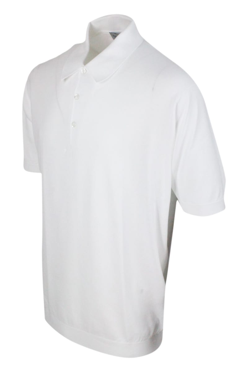 John Smedley Short-sleeved Polo Shirt In Extra-fine Cotton Thread With Three Buttons