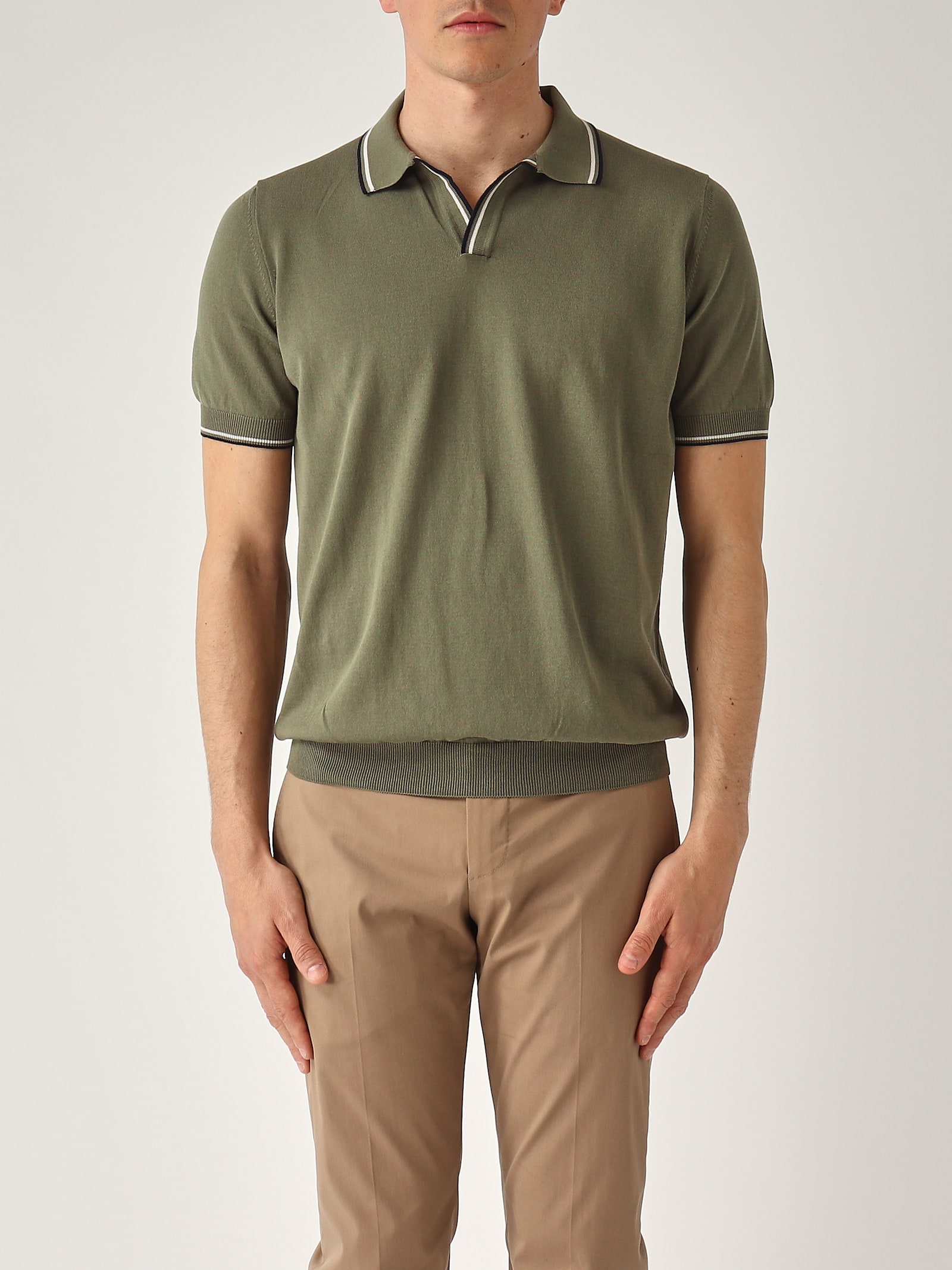 Gran Sasso Skipper M/c Bicollar Con Balza In Fresh Cotton Polo