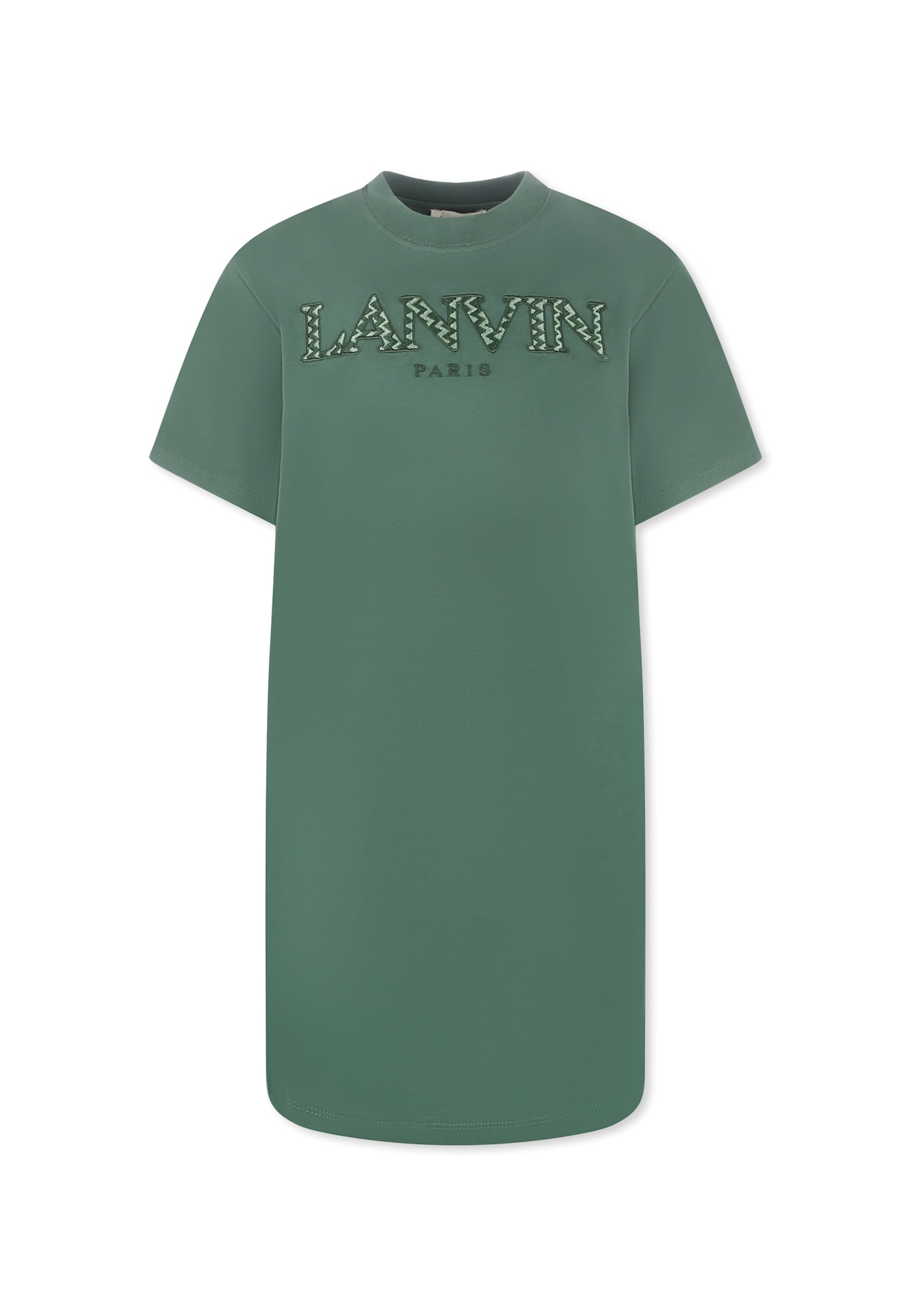 Lanvin Green Dress For Girl With Logo