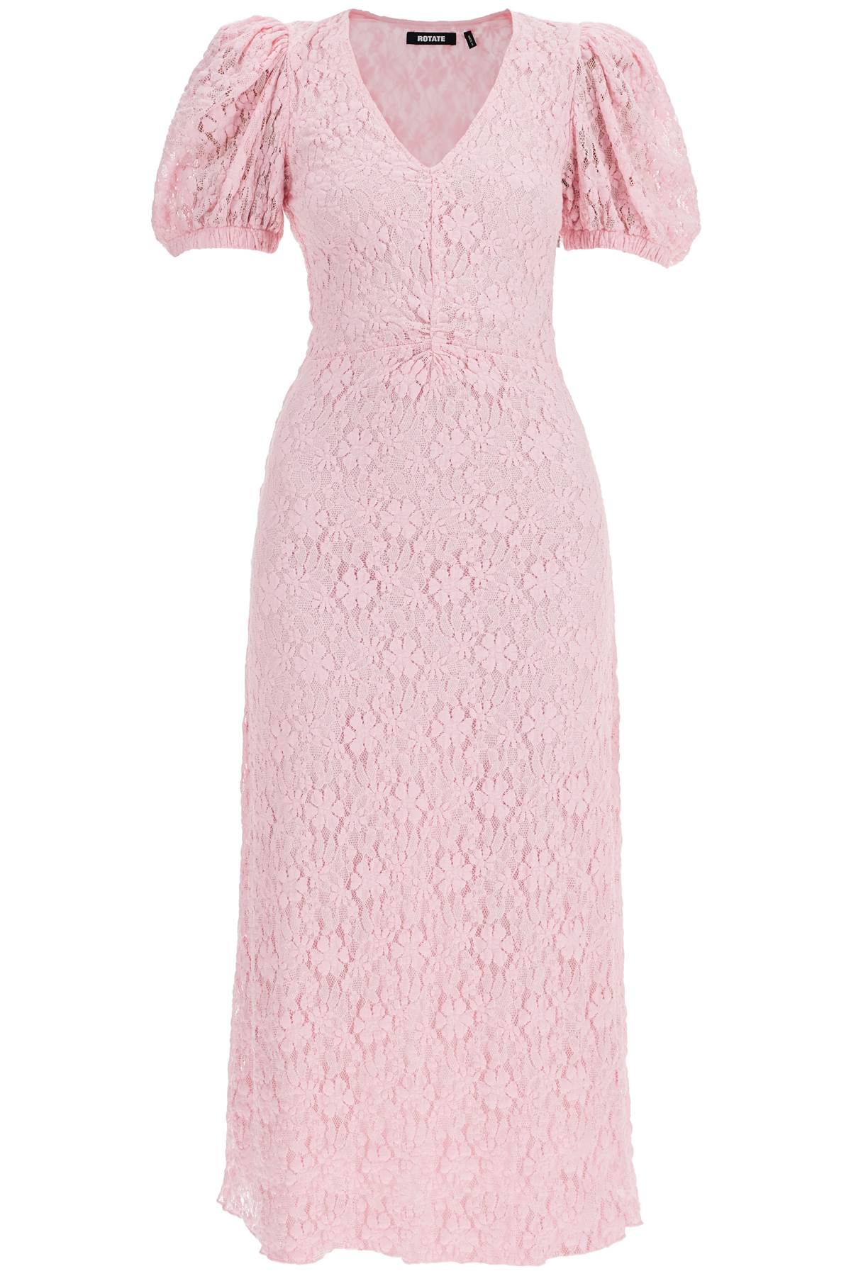 Rotate by Birger Christensen Lace Midi Dress With Puff Sleeves