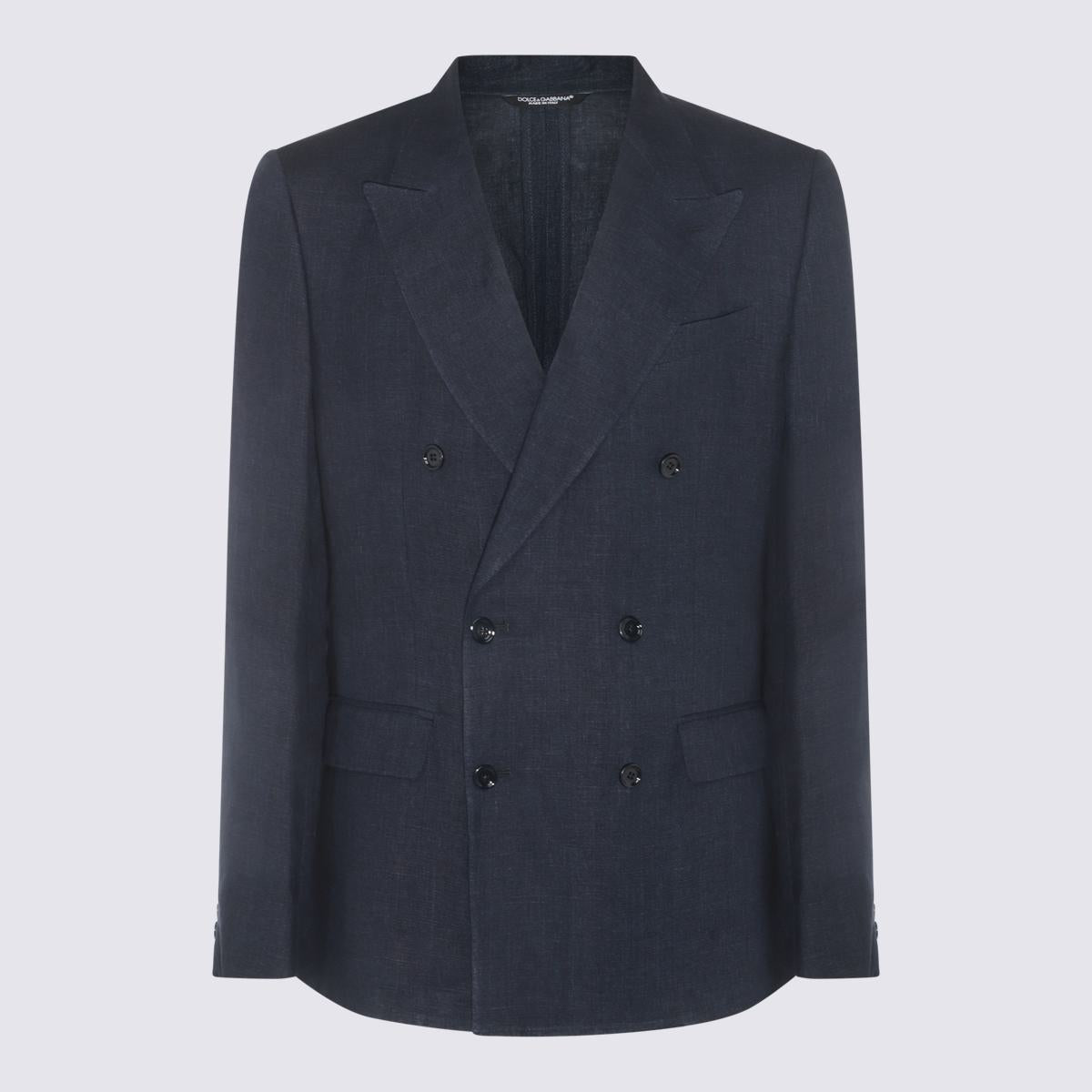 Dolce & Gabbana Navy Blue Linen Blazer