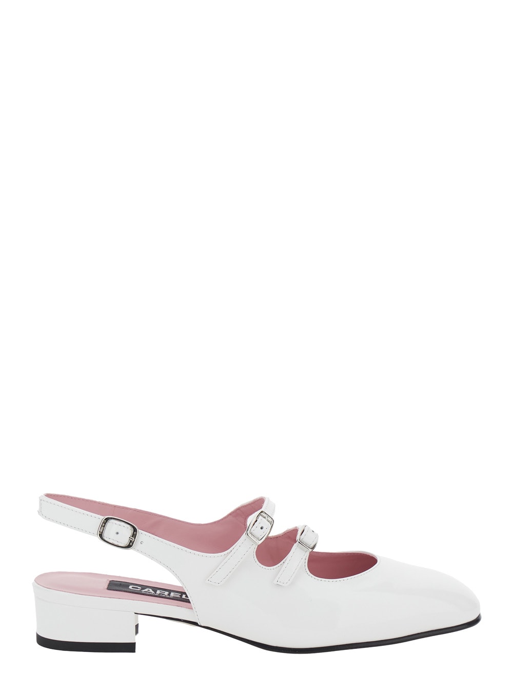 Carel peche White Mary Jane Pumps In Patent Leather Woman