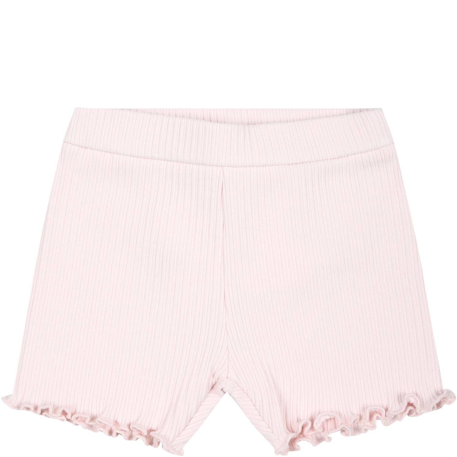 Moncler Pink Sports Shorts For Baby Girl With Logo