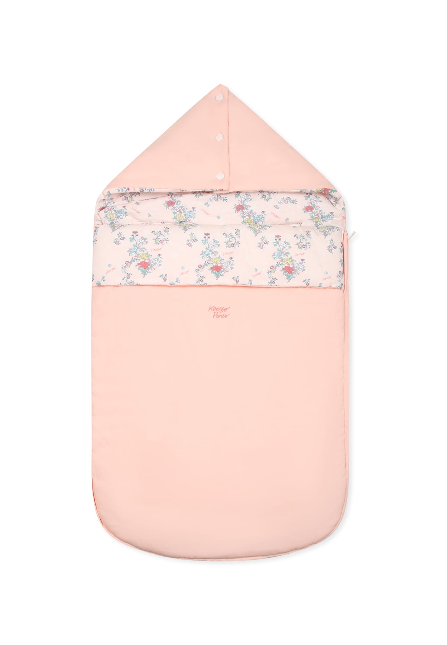 Kenzo Kids Pink Reversible Sleeping Bag For Baby Girl With Floral Print