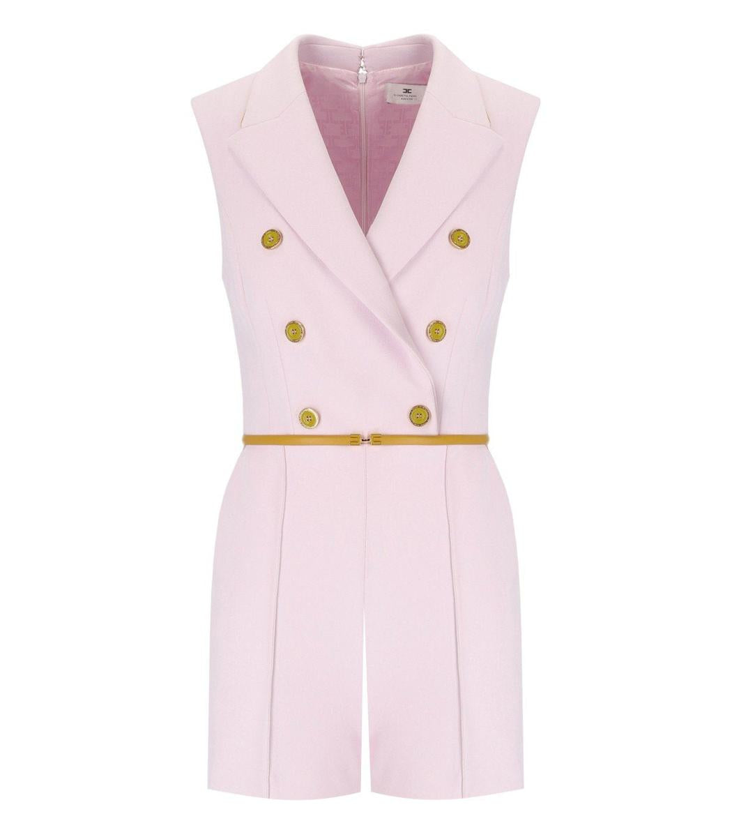 Elisabetta Franchi Quarzo Curry Short Jumpsuit With Buttons