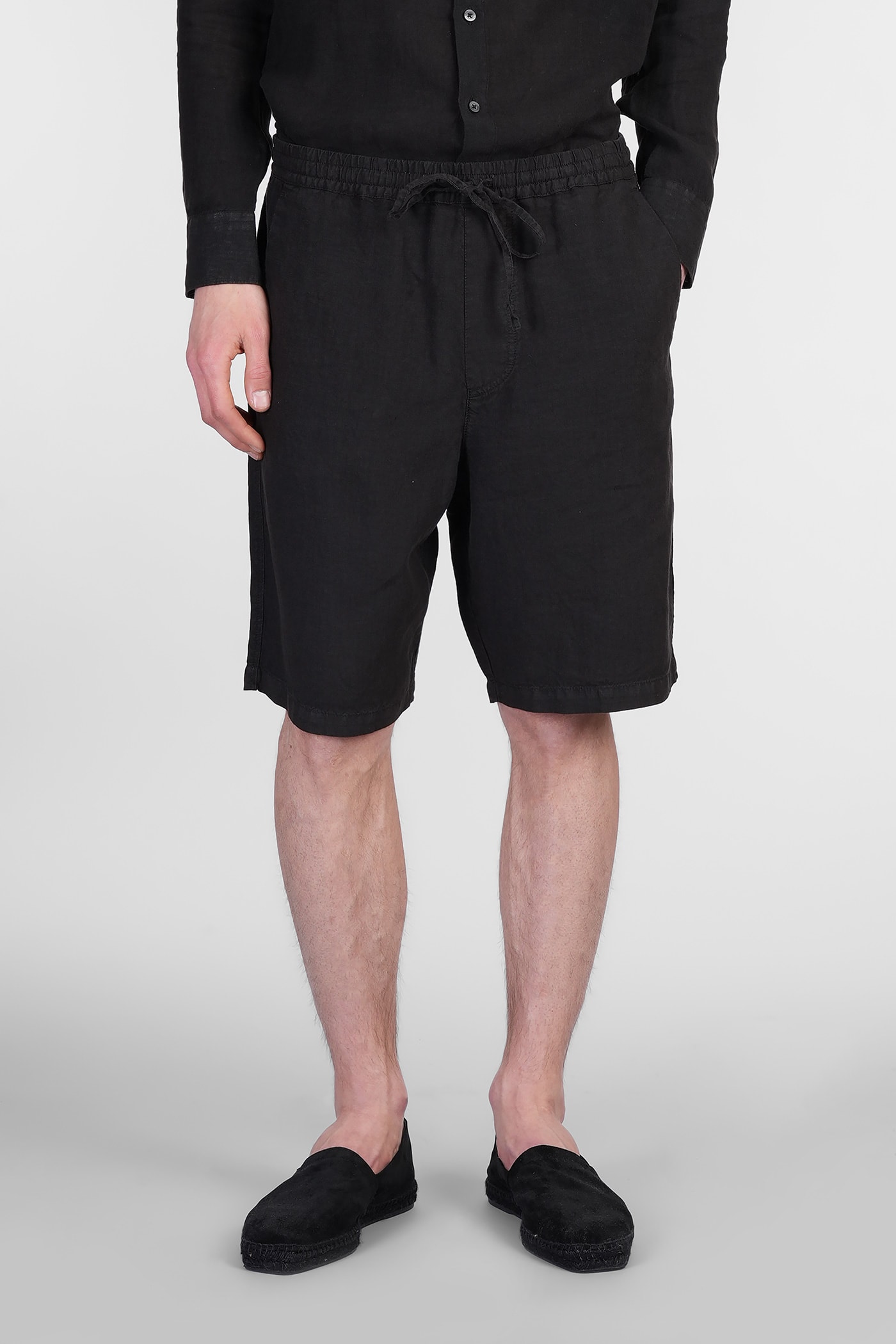 120% Lino Shorts In Black Linen