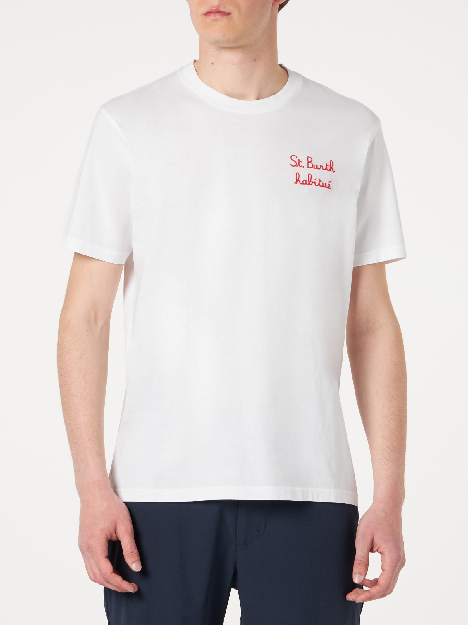 MC2 Saint Barth Man T-shirt With St. Barth Habituè Embroidery