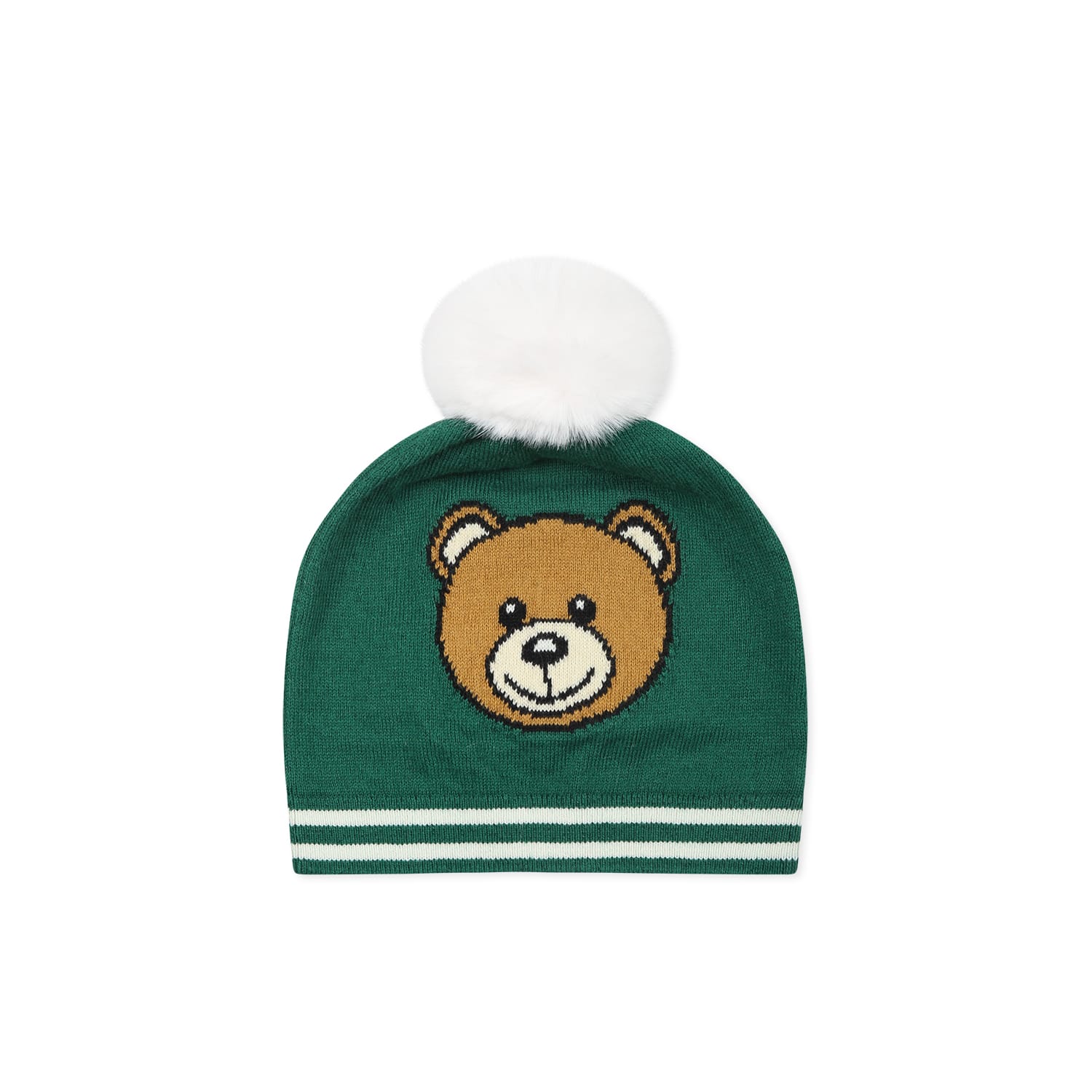 Moschino Green Hat For Babykids With Teddy Bear