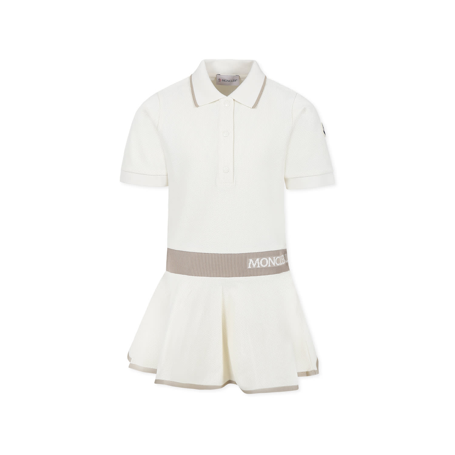 Moncler Ivory Dress For Girl With Logo