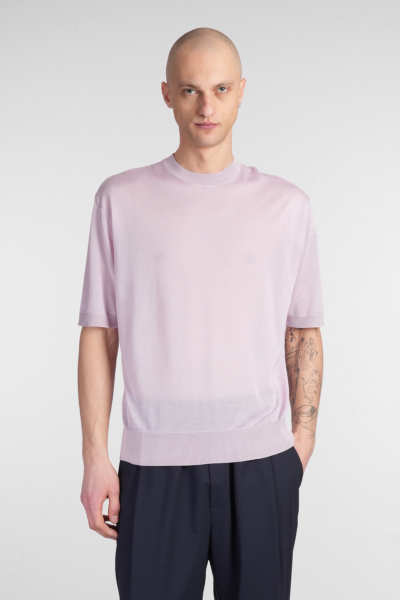 Laneus T-shirt In Lilla Wool And Polyester