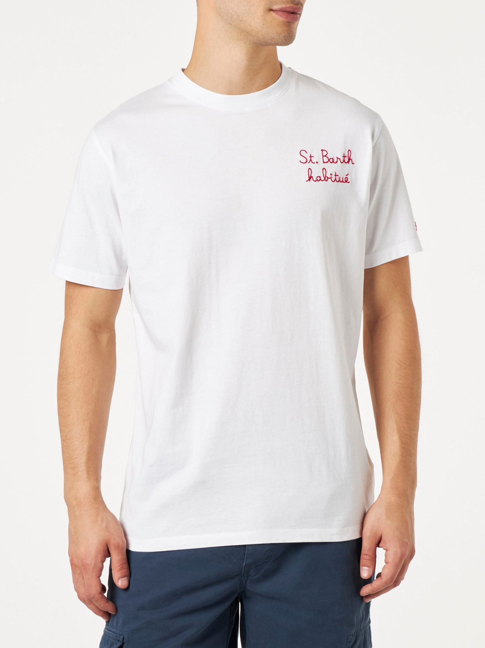 MC2 Saint Barth Man T-shirt With St. Barth Habituè Embroidery
