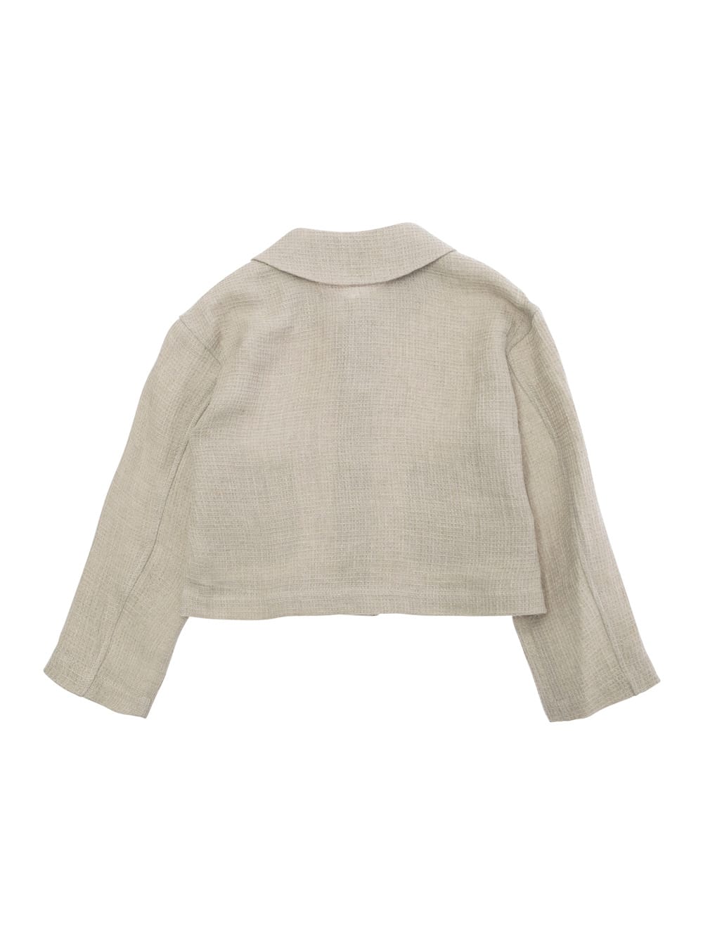 Il Gufo Beige Jacket With Peter Pan Collar And Front Button Closure In Linen Girl