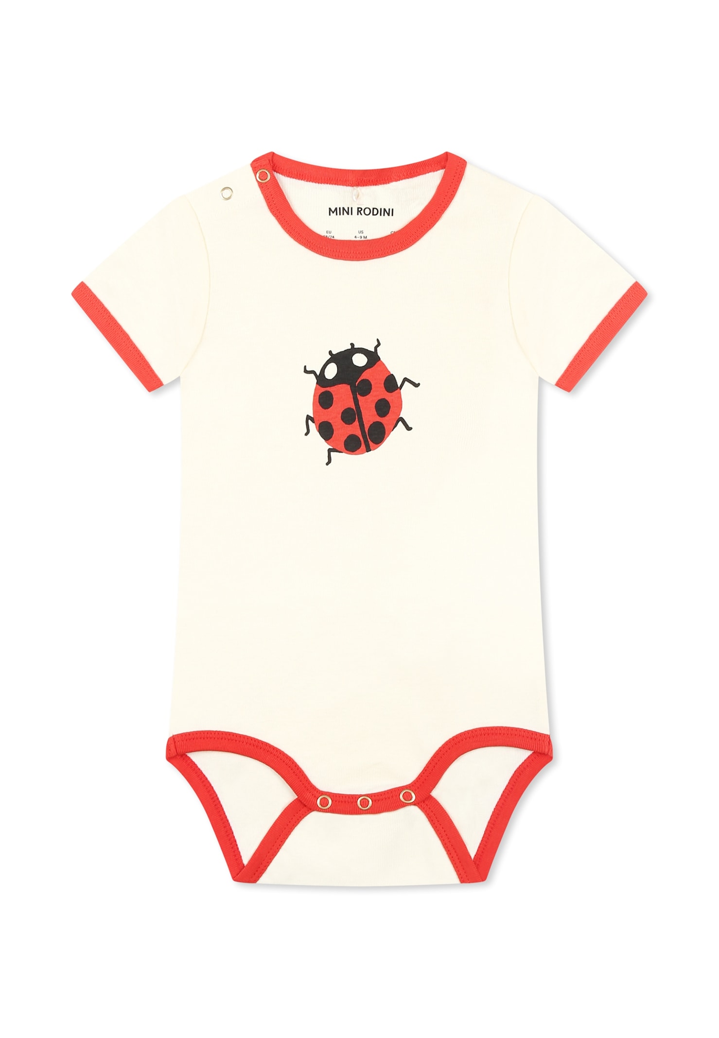 Mini Rodini Ivory Bodysuit For Baby Girl With Ladybug