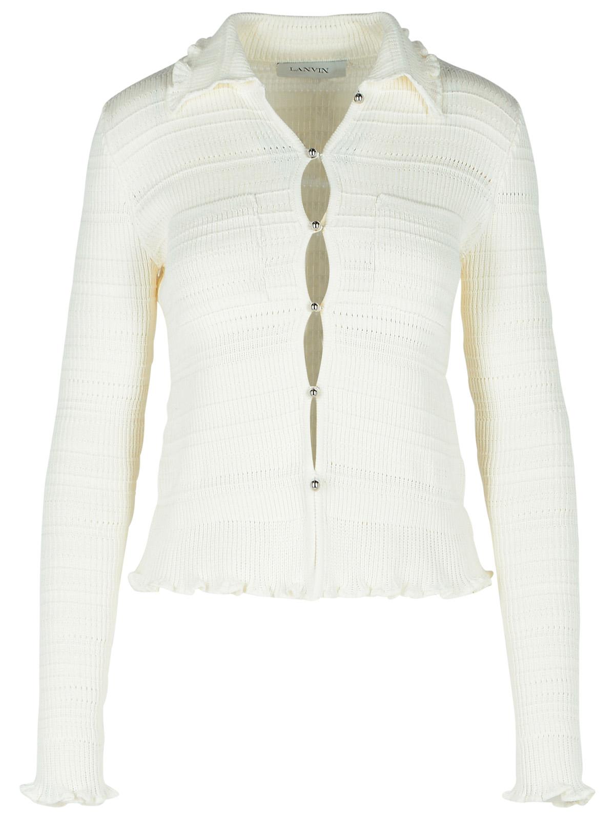 Lanvin ribbed White Cotton Cardigan