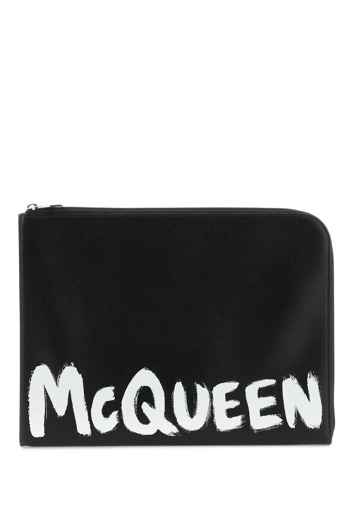 Alexander McQueen Black Leather Document Holder