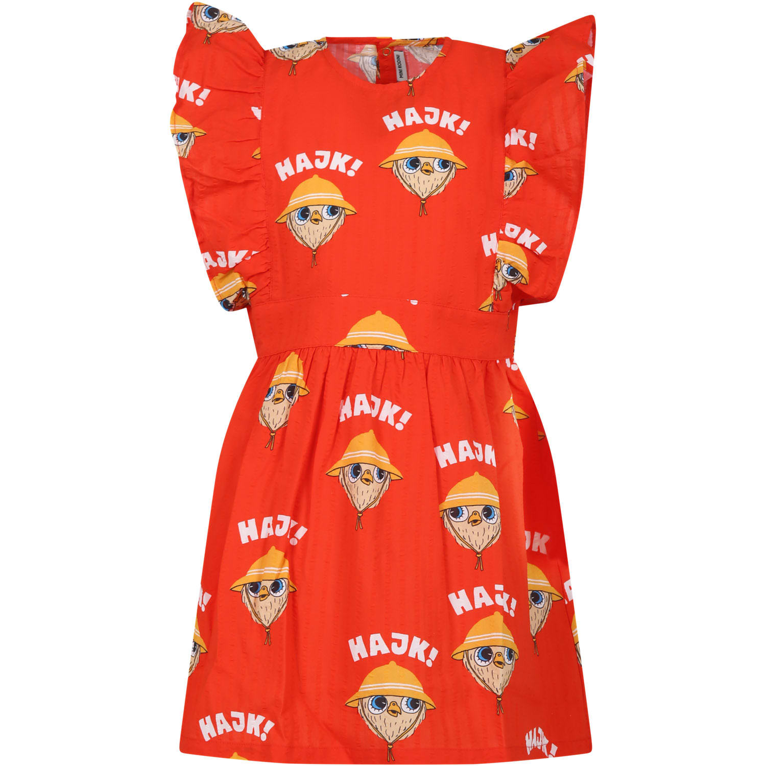 Mini Rodini Red Casual Dress For Girl With Owl