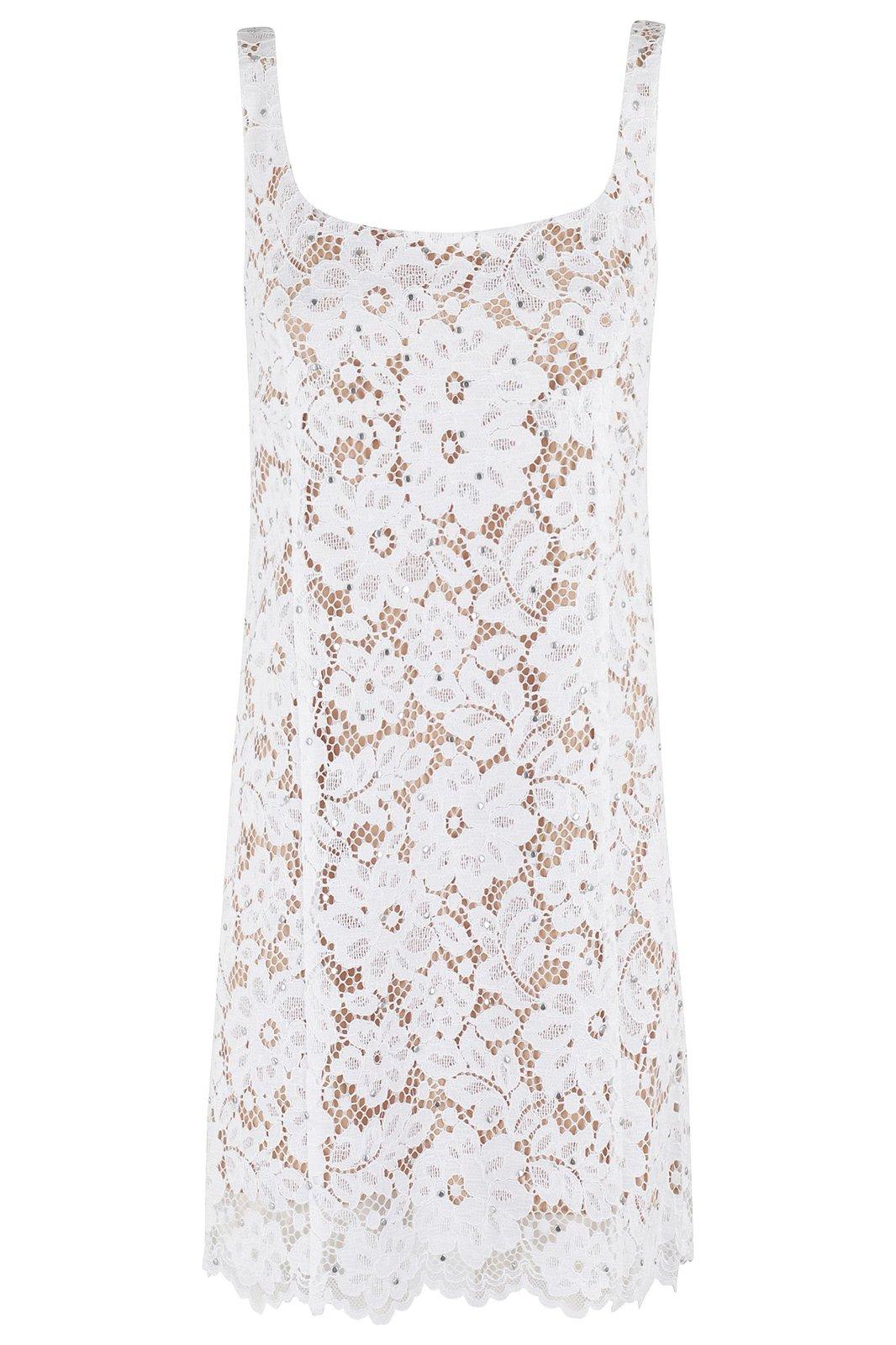 Michael Kors Collection Studded Corded Floral Lace Mini Dress