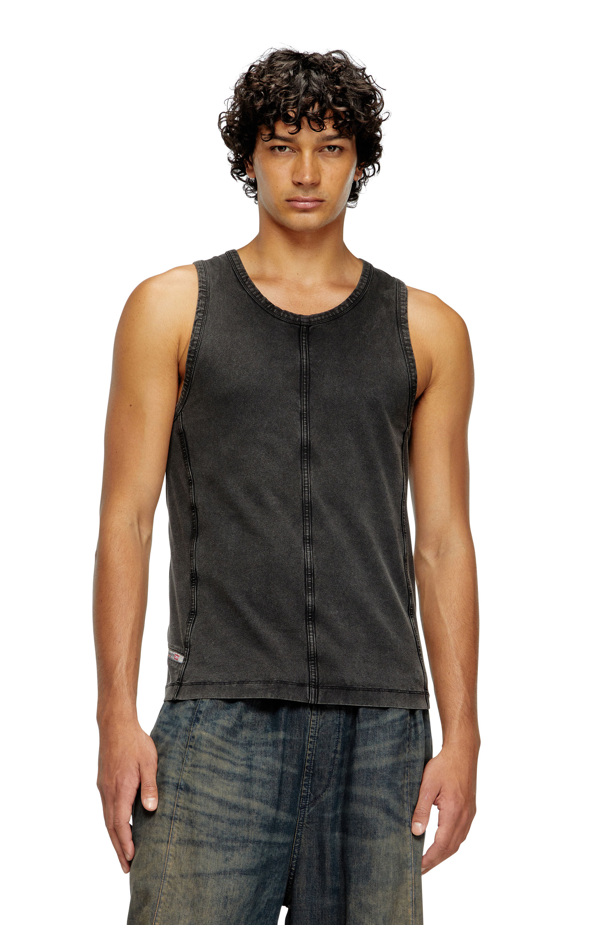 Diesel - Tank top in denim-look jersey - T-Shirts - Man - To Be Defined