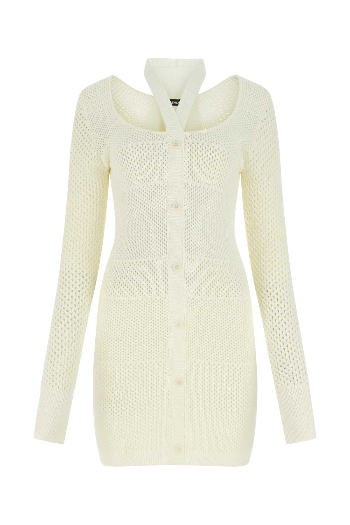 ANDREĀDAMO Ivory Stretch Viscose Blend Dress