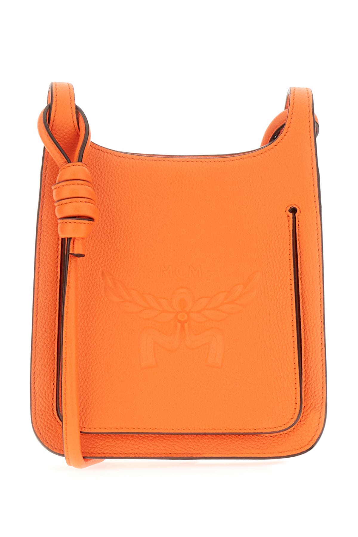 MCM Orange Leather Mini Hummel Crossbody Bag
