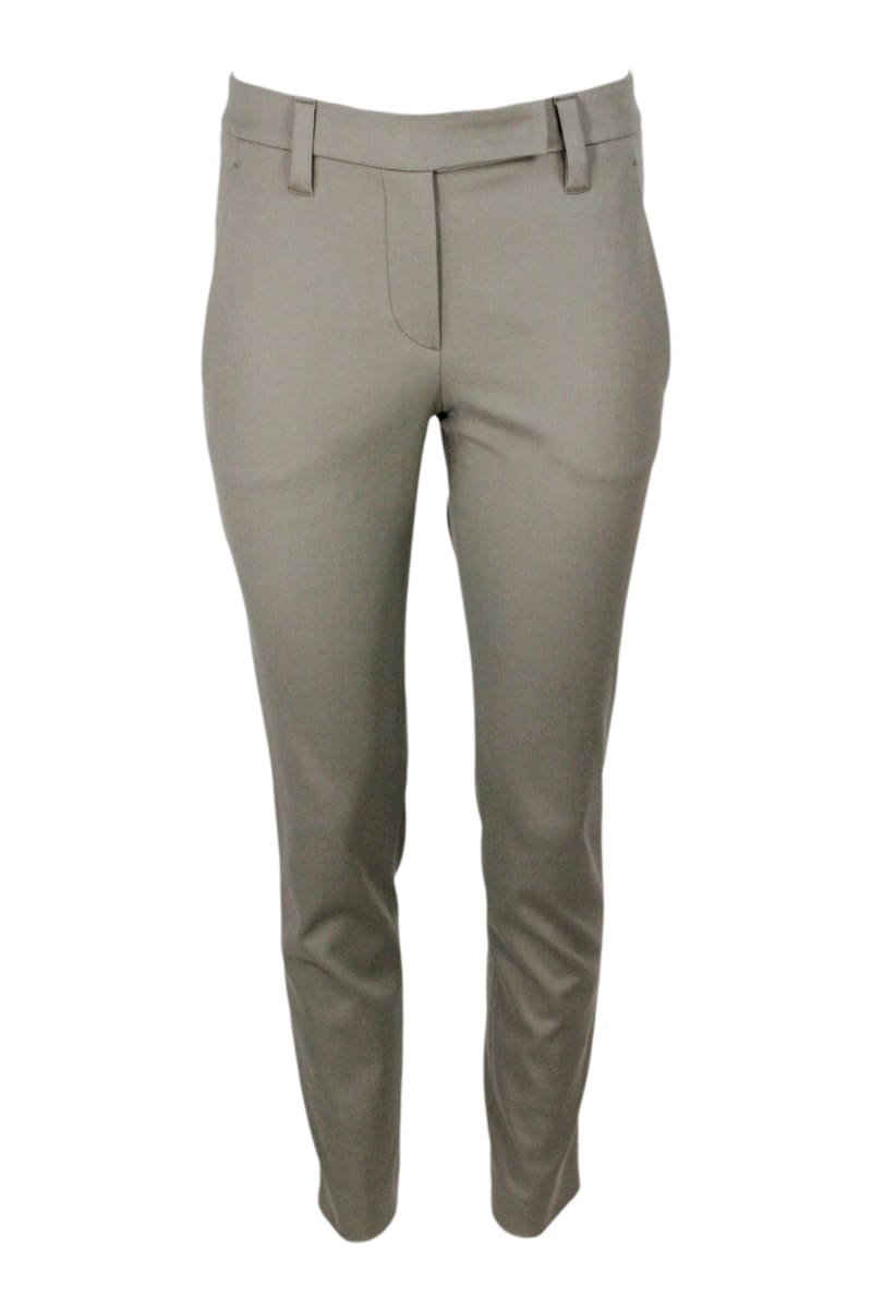 Brunello Cucinelli Stretch Cotton Cigarette Trousers