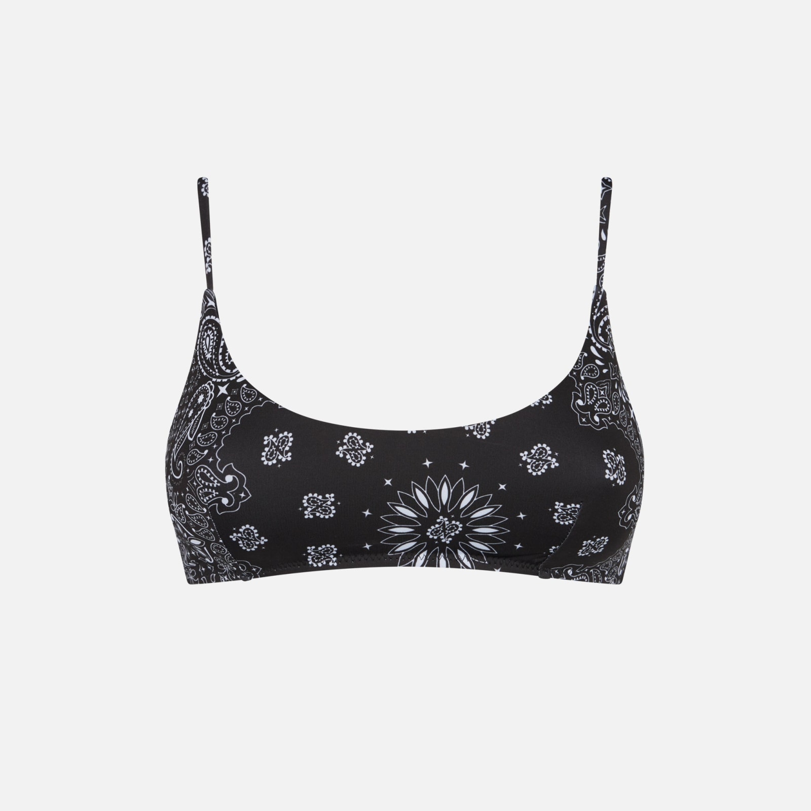 MC2 Saint Barth Woman Black Bralette Swimsuit With Bandanna Pattern
