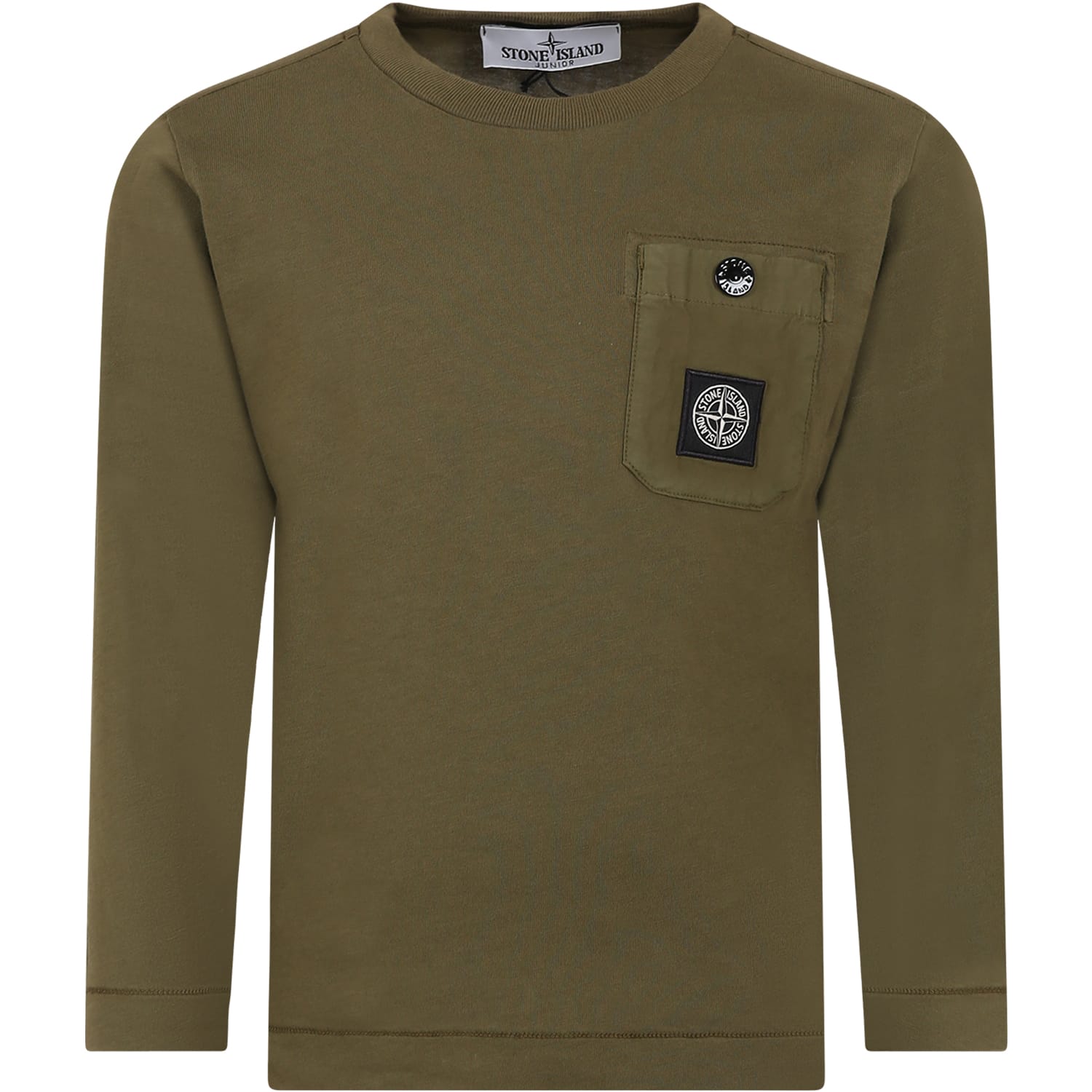 Stone Island Junior Green T-shirt For Boy With Compass