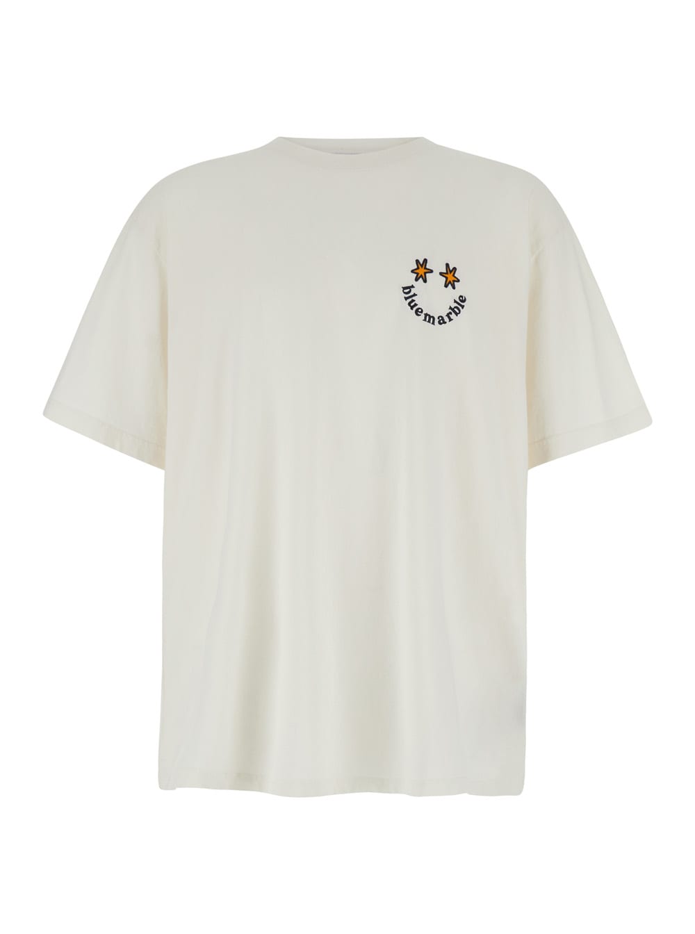 Bluemarble smile White T-shirt In Cotton Man