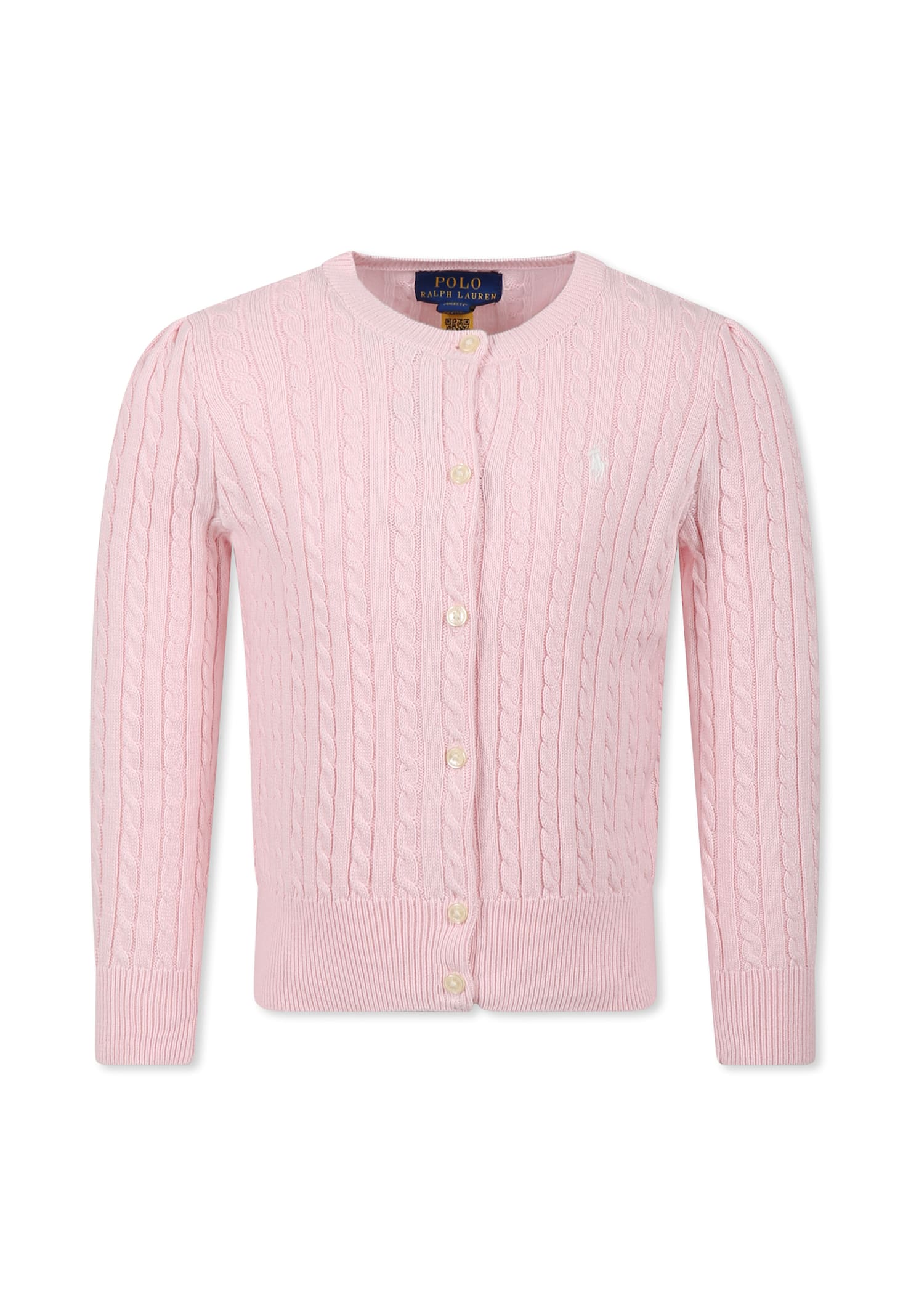 Ralph Lauren Pink Cardigan For Girl Wih Horse