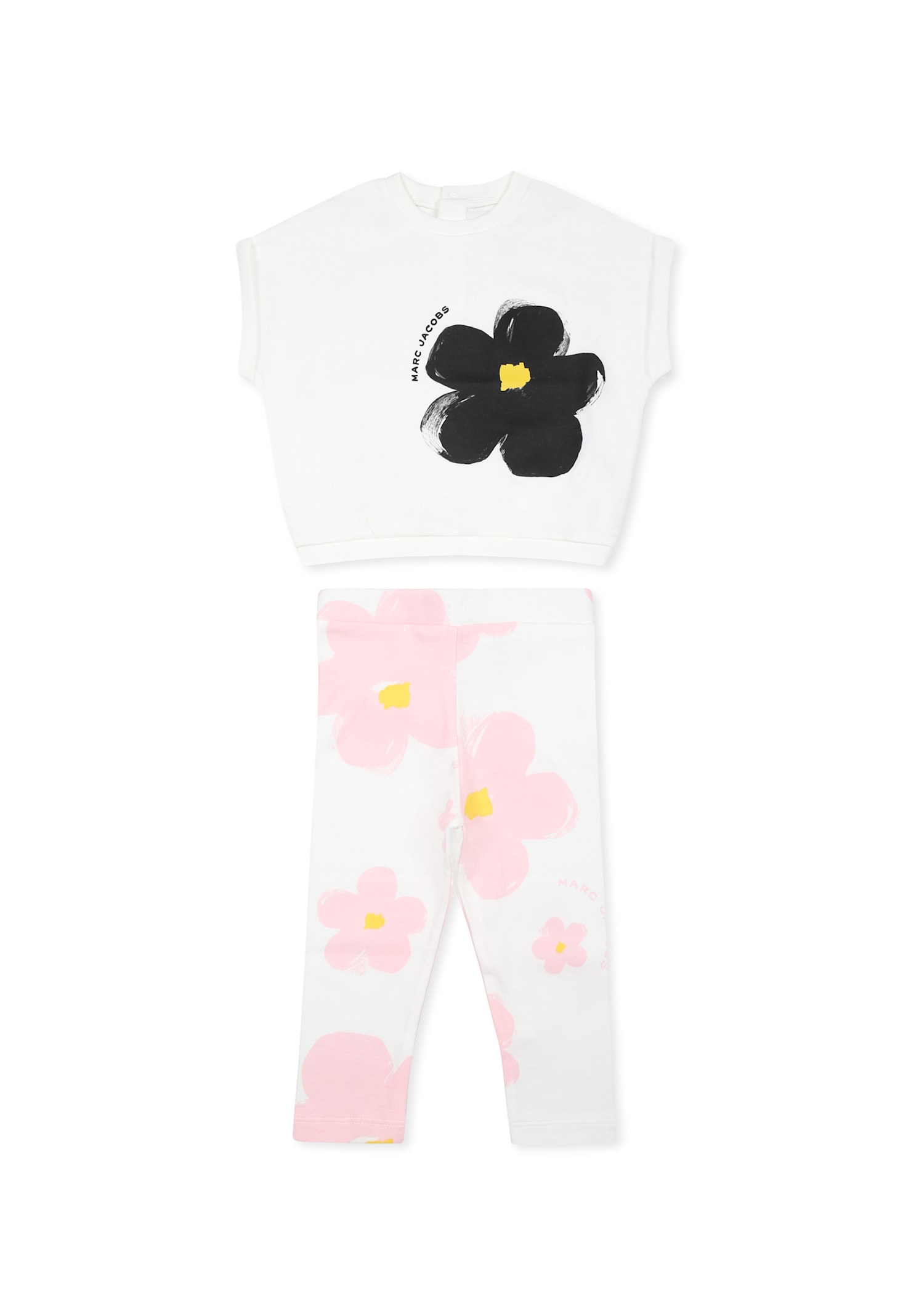 Little Marc Jacobs White Suit For Baby Girl With Flowers