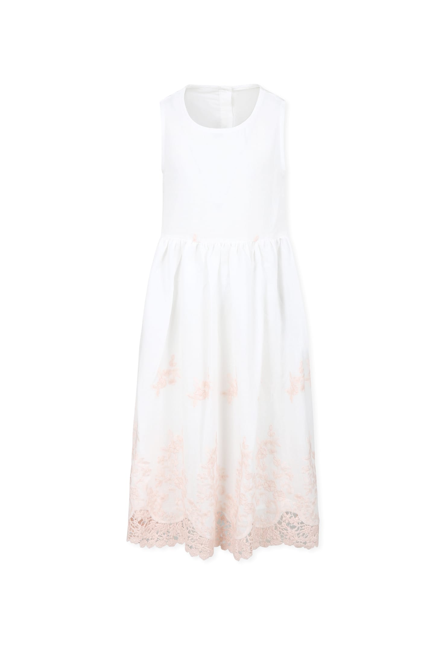 Caffe' d'Orzo Ivory Derss For Girl With Embroidery