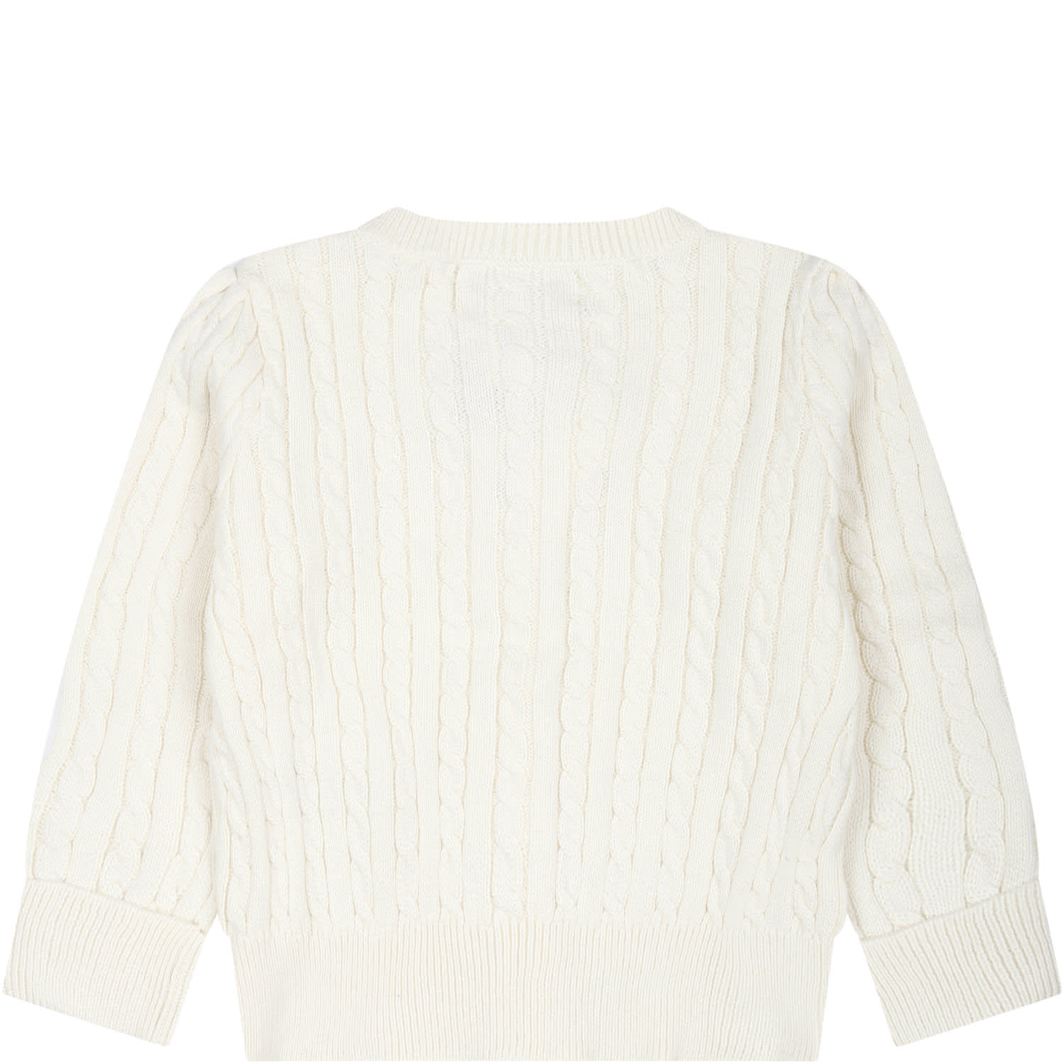 Ralph Lauren Ivory Cardigan For Babygirl With Iconic Pony