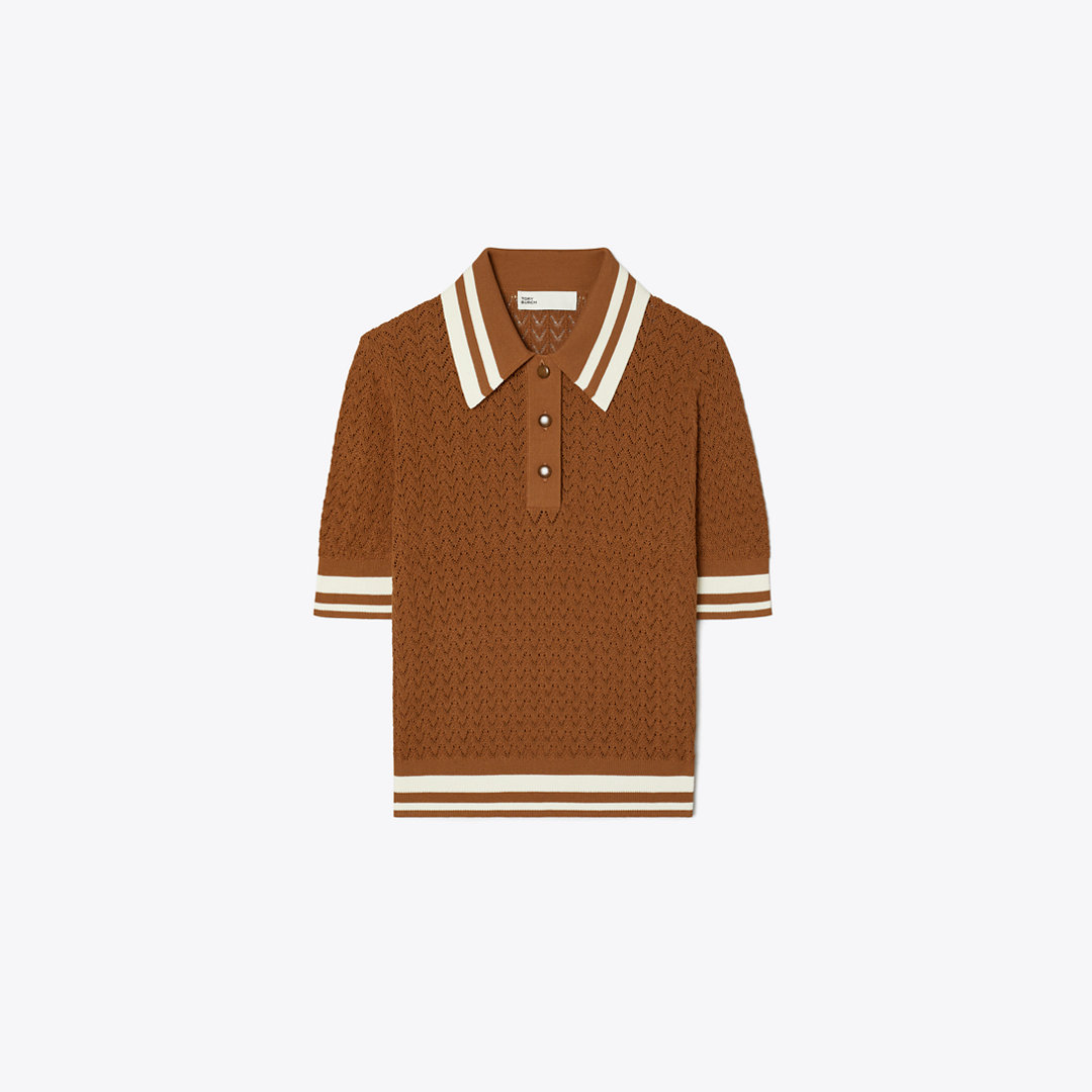 Tory Burch Cotton Pointelle Polo