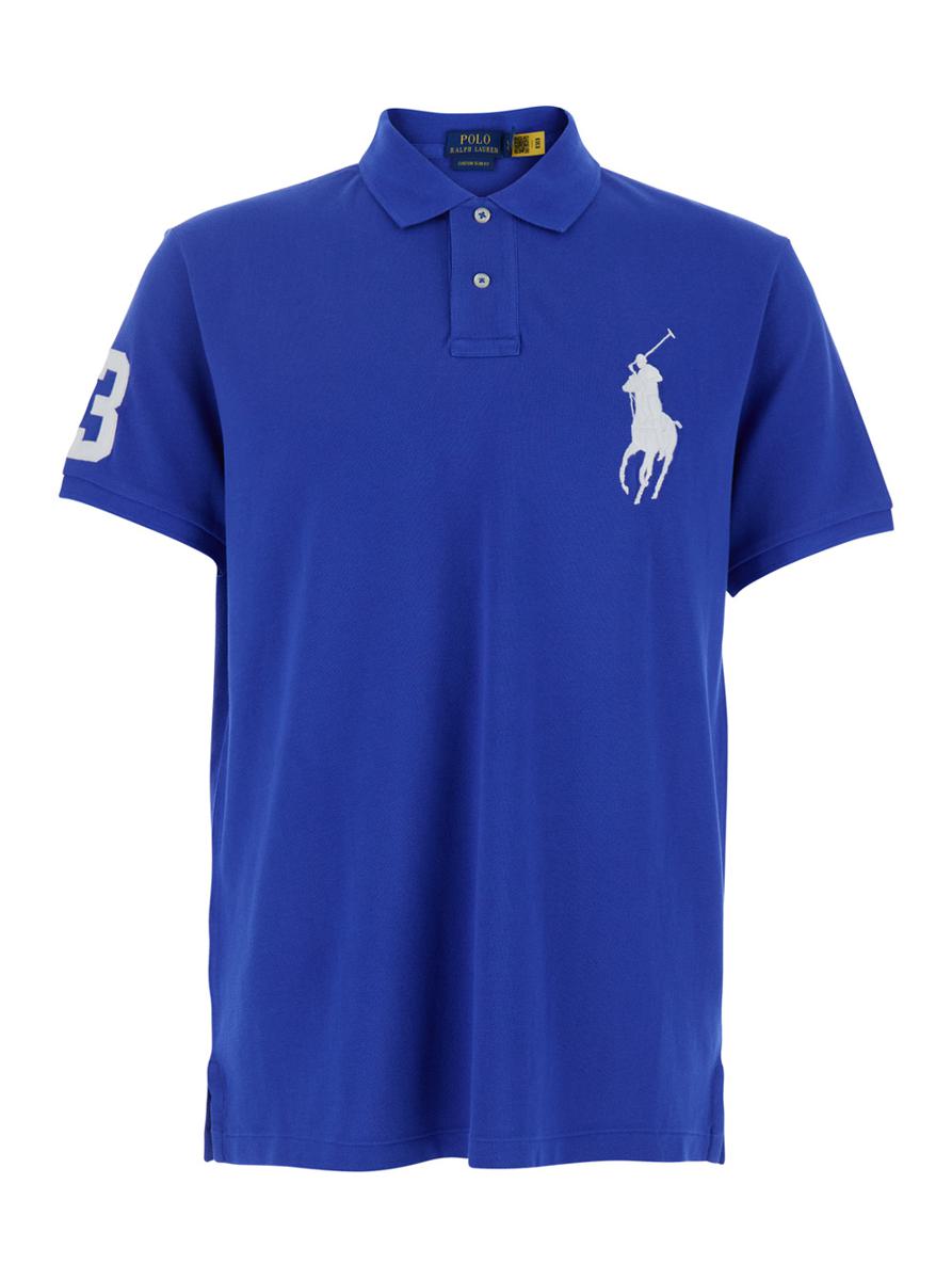 Blue Polo With Maxi Pony Detail On The Front In Cotton Blend Man