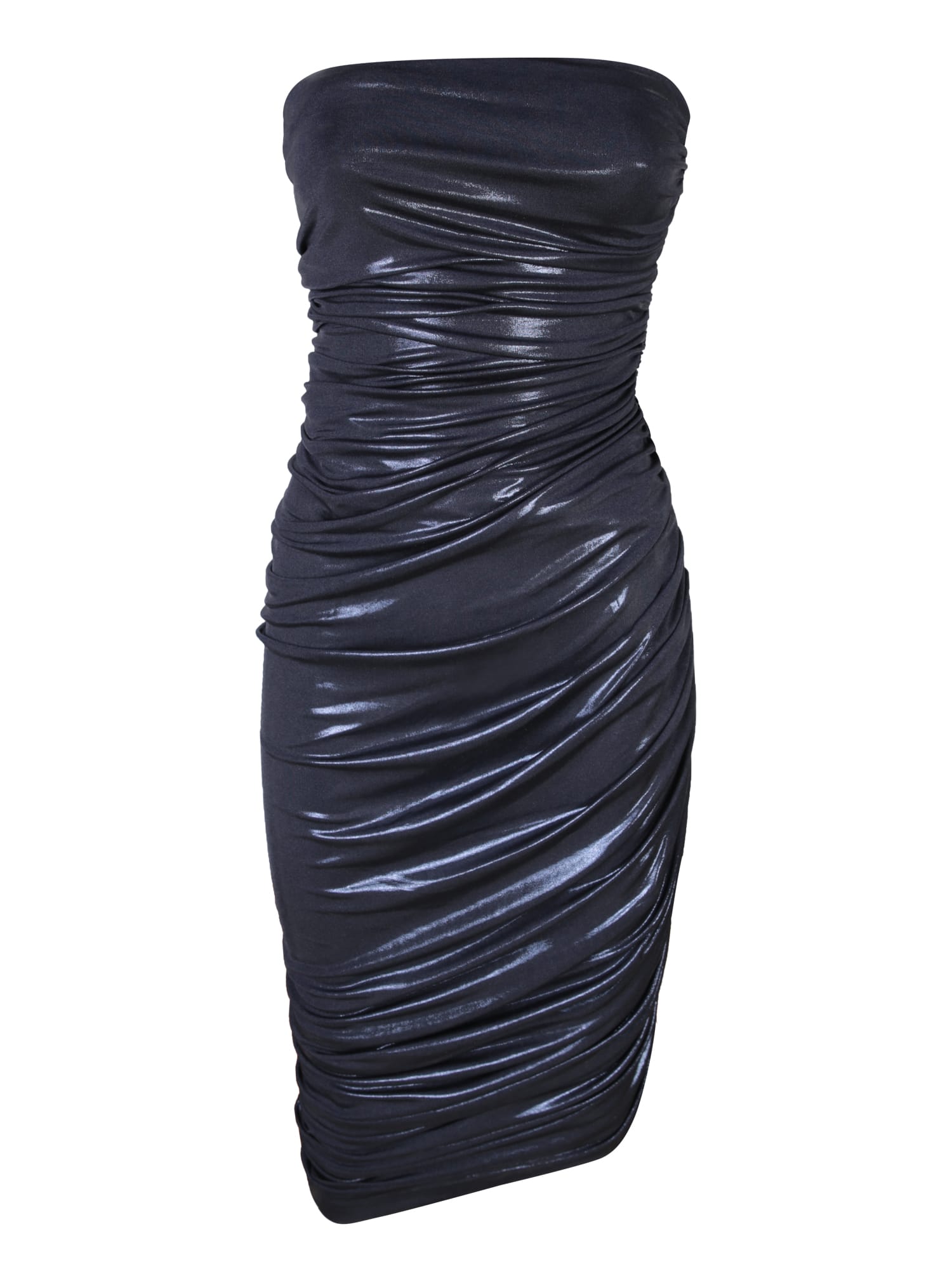 Norma Kamali Diana Knee-length Metallic Blue Dress